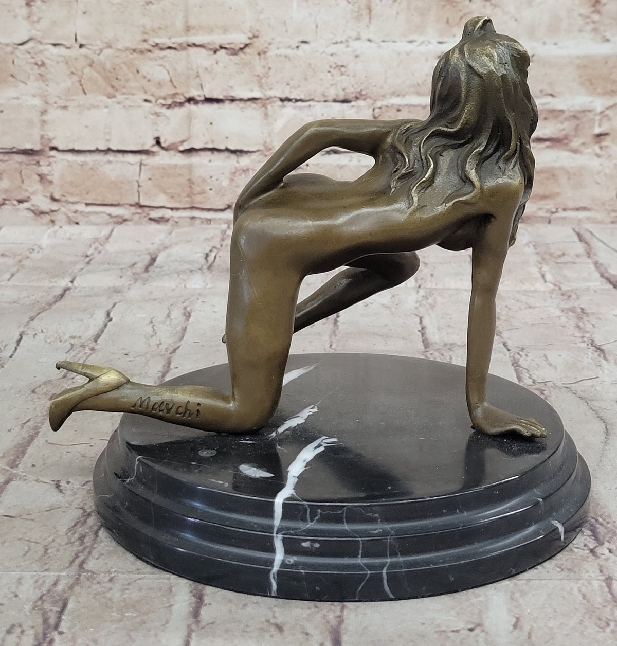 Signed Erotic Girl HotCast Nude Solid Bronze Collector Edition Statue Sculpture