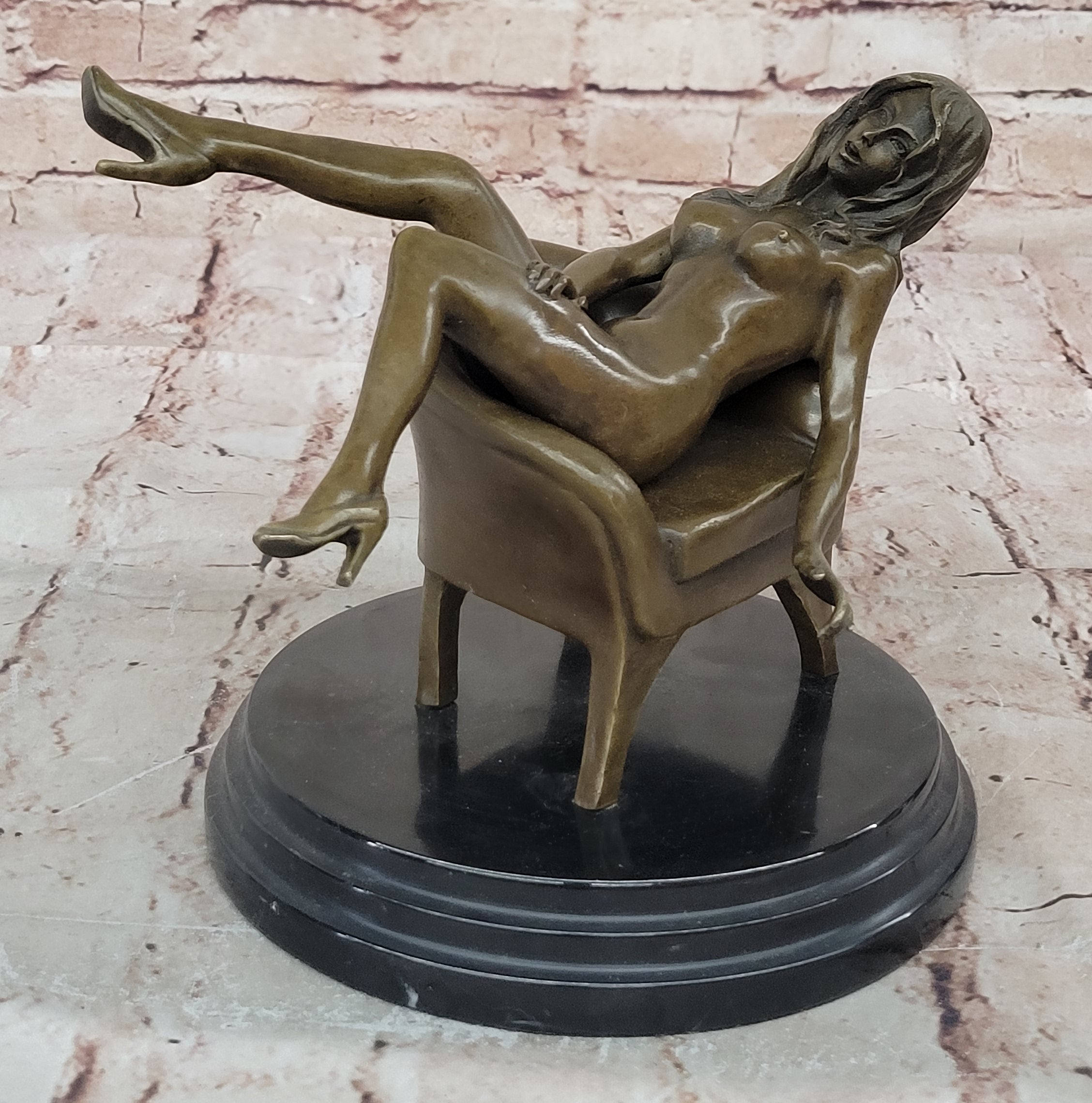 Nude Bronze Female Figurine Statue Naked Sexy Erotic Woman Lady Sculpture Figure