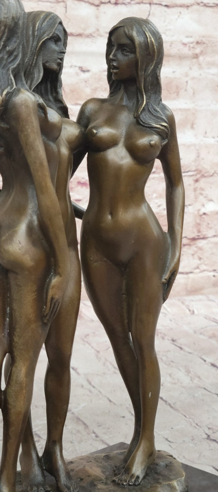 Buy Three Nude Bronze Girl Statuettes – Handcrafted Figurines by Mavchi