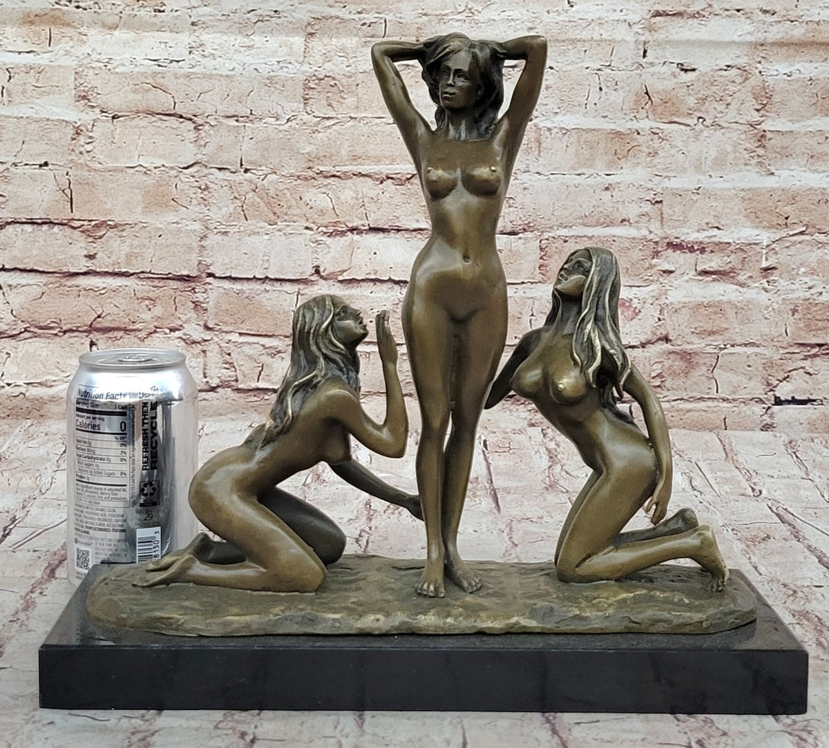 Collector Edition Hot Cast 3 Nude Female Women Bronze Masterpiece Figurine Art