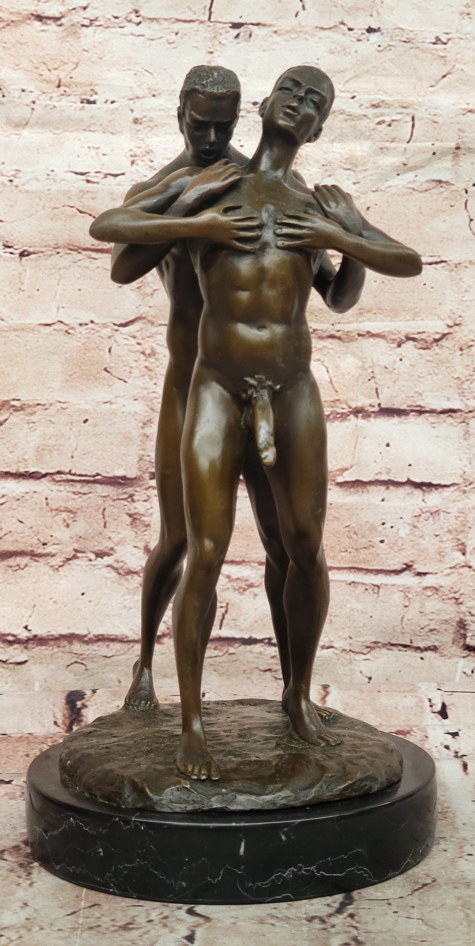 Bronze Sculpture Signed Original by Mavchi Called Loving Care Home Office Nude