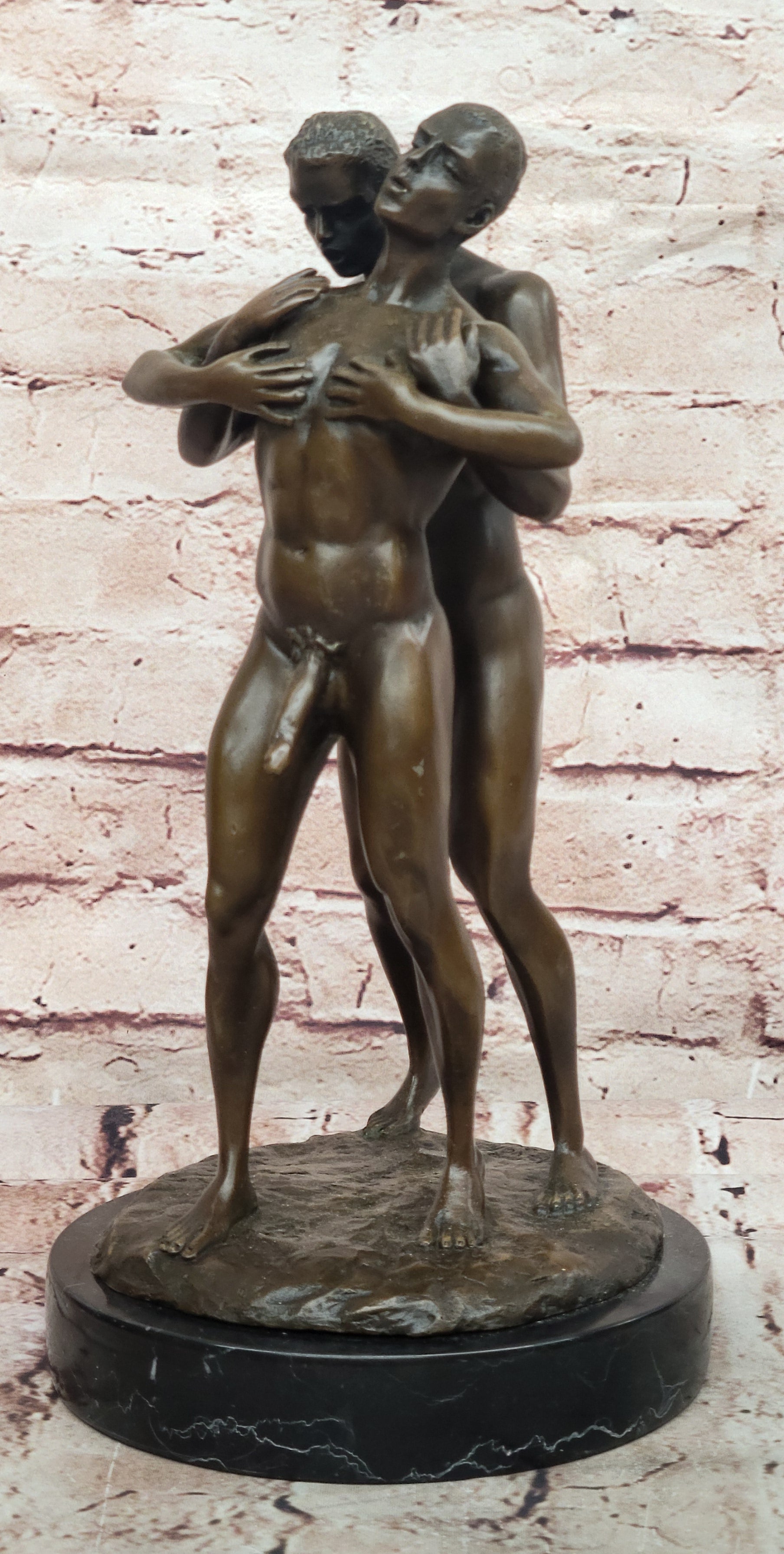Bronze Sculpture Signed Original by Mavchi Called Loving Care Home Office Nude
