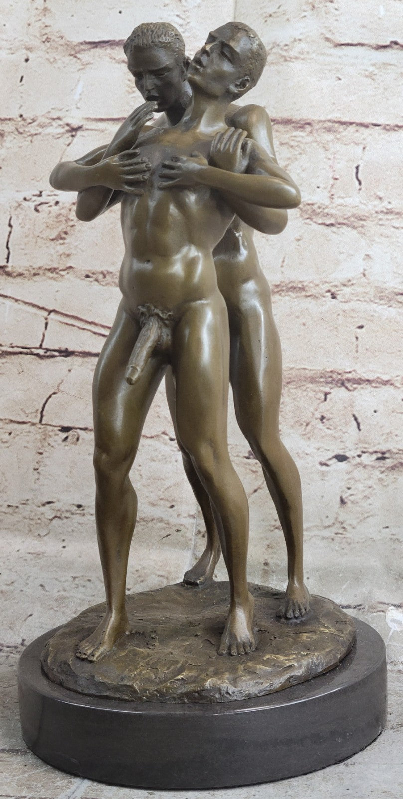 Bronze Sculpture Signed Original by Mavchi Called Loving Care Home Office Nude