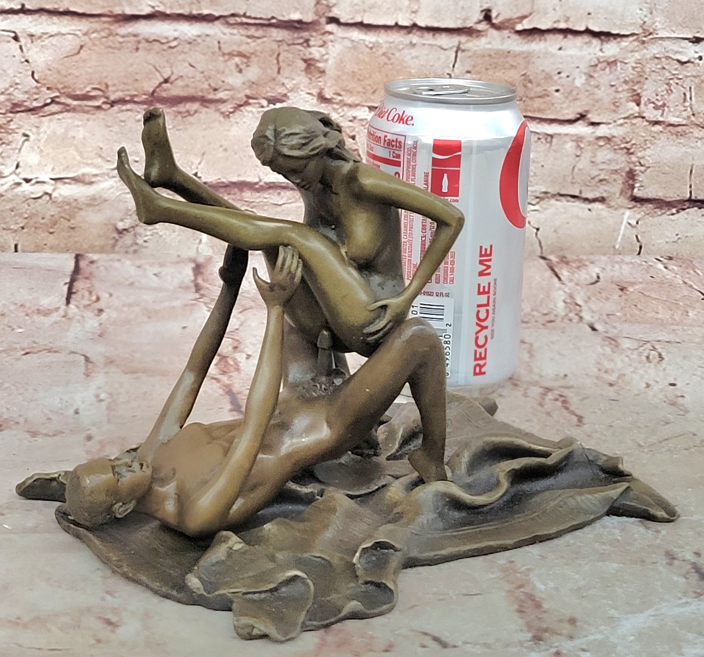 100% Genuine Bronze Couple Working Out on Flying Carpet Masterpiece Figurine Sale