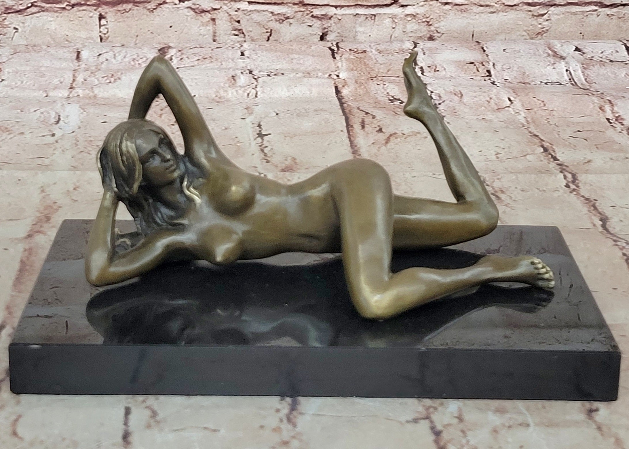 Nude Temptress Crawls Bronze Sculpture Statue Hot Cast Figurine Figure Erotic