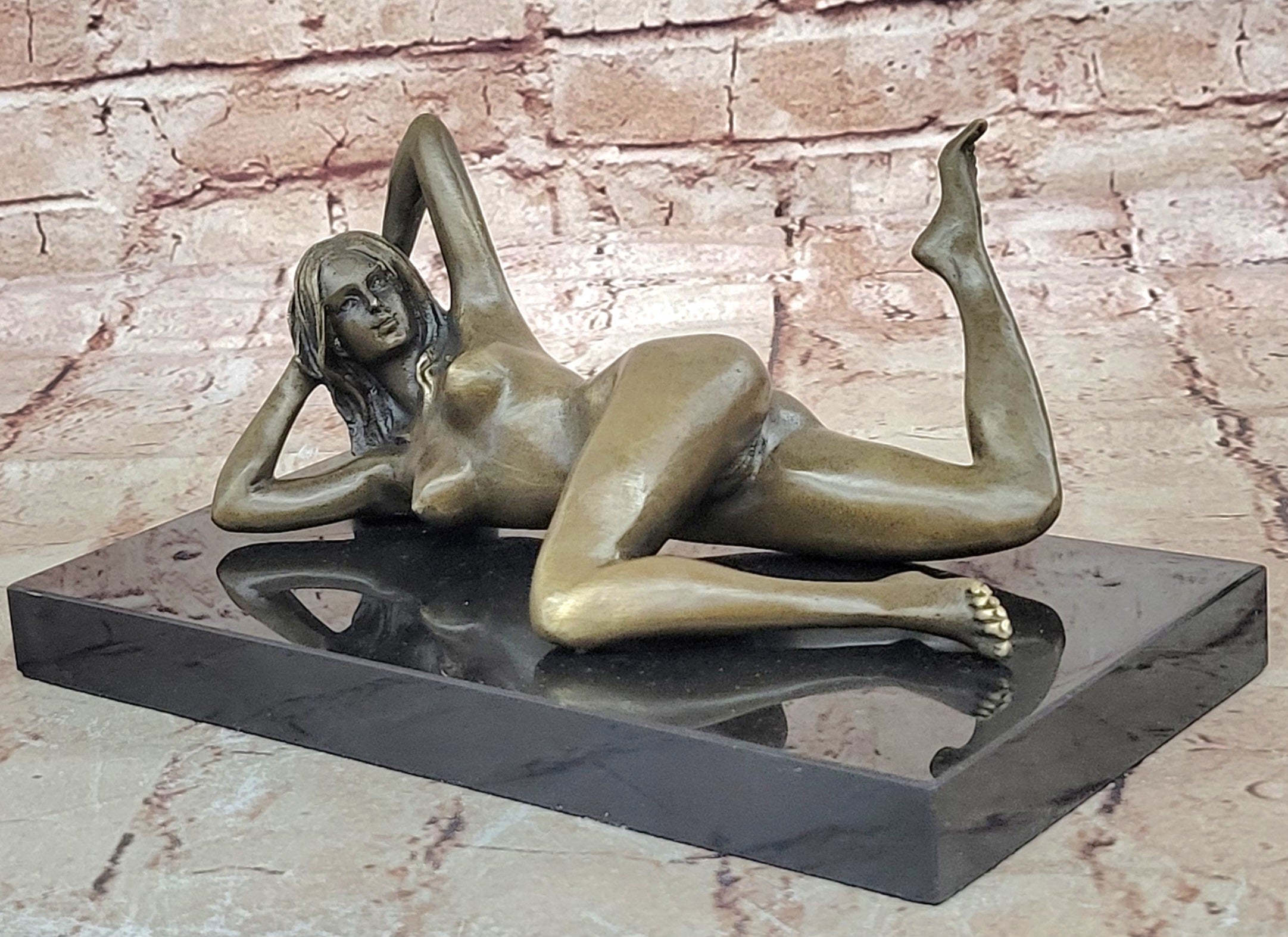 Nude Temptress Crawls Bronze Sculpture Statue Hot Cast Figurine Figure Erotic