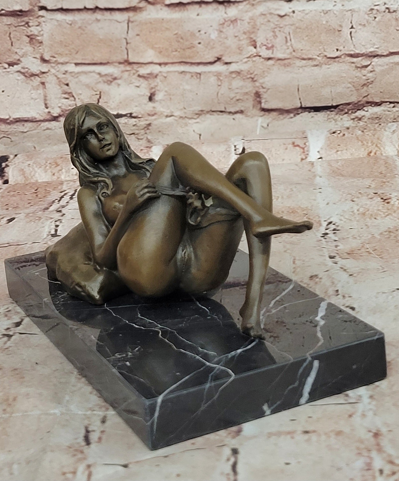 BRONZE NUDE WOMAN Girl Model Erotic sculpture CLOSEOUT ART statue Marble Figure