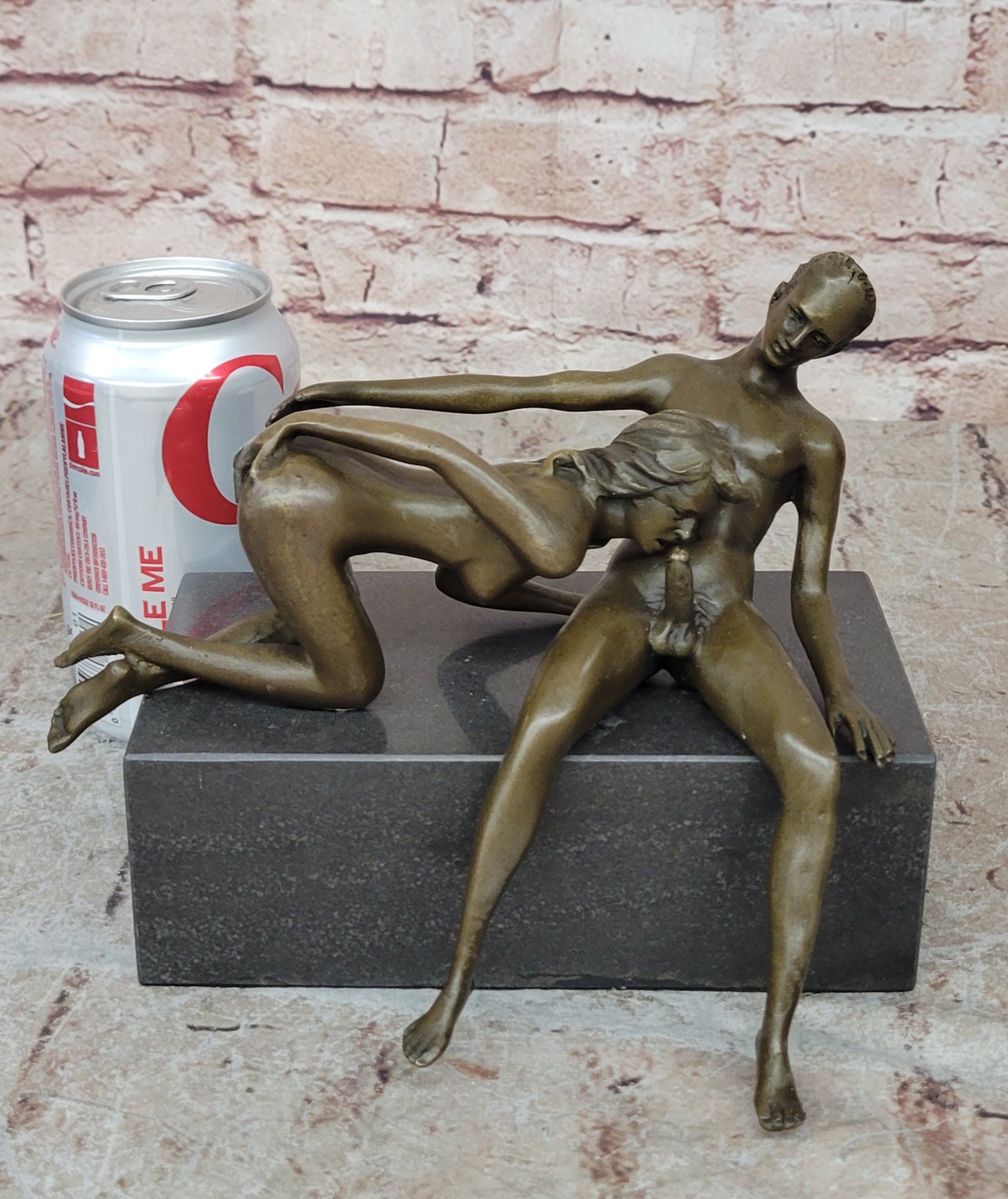 J. Mavchi Erotic Bronze Couple Sculpture – Handcrafted Nude Male & Female Art Deco Figurine