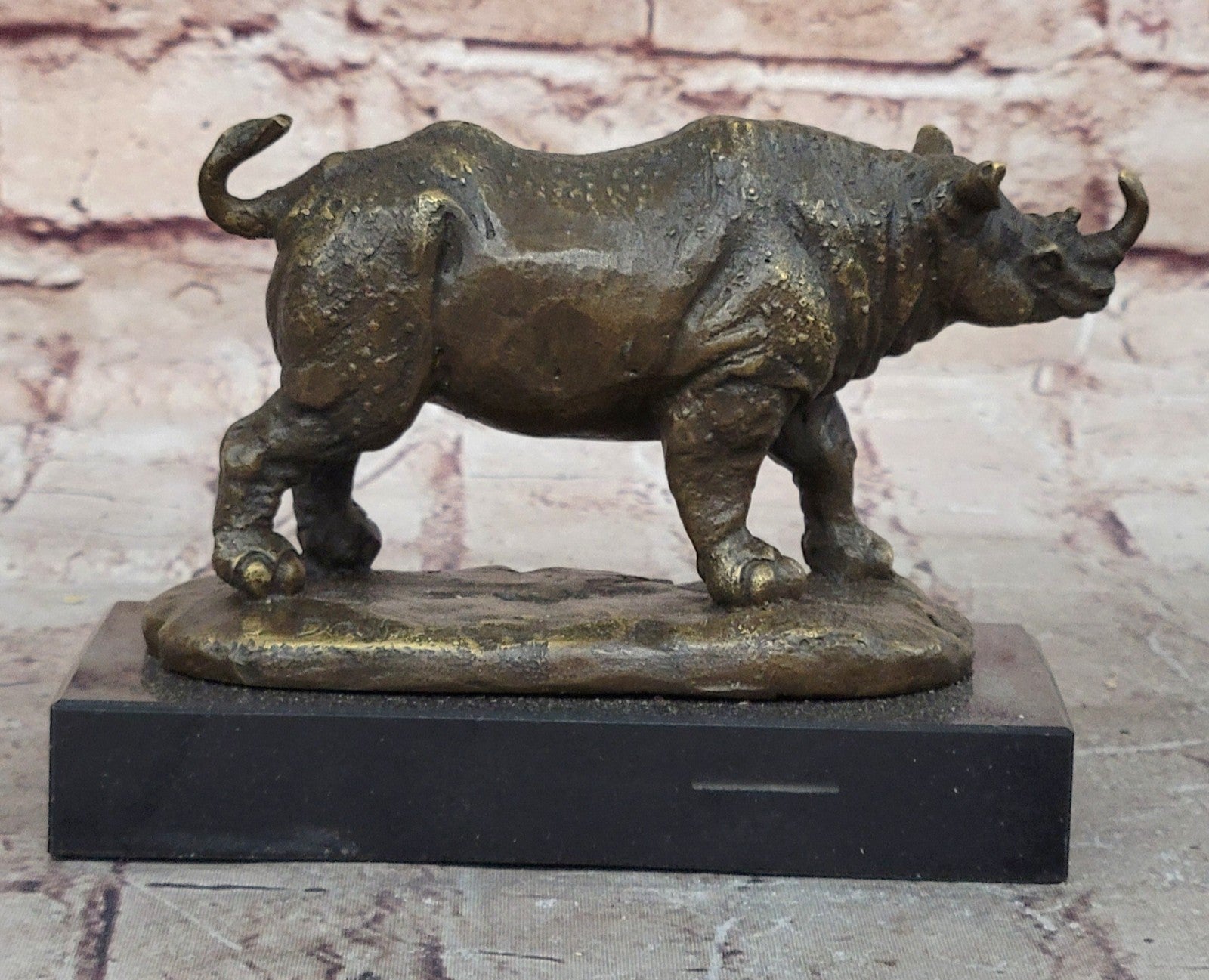 Salvador Dali Signed Rhino Bronze Statue Wildlife Sculpture Hot Cast Art Decor