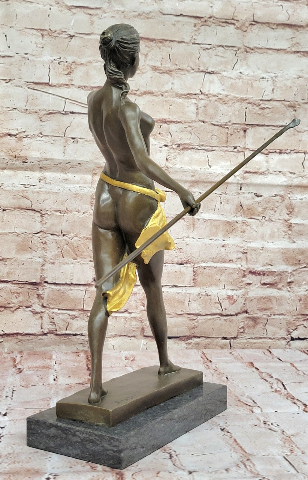 Handcrafted bronze sculpture SALE Huntre Hunter Diana Gilt Female Nude Deco Art
