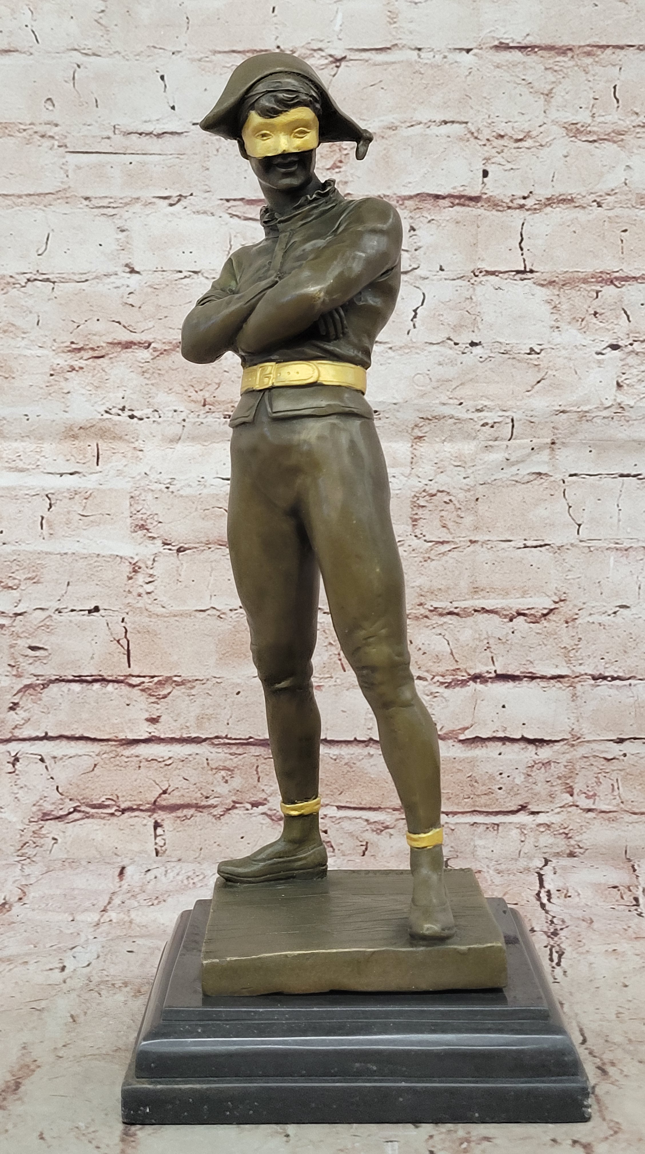 Harlequin Jester Dancing Statue Figure Vintage Art Deco Style Sculpture Statue