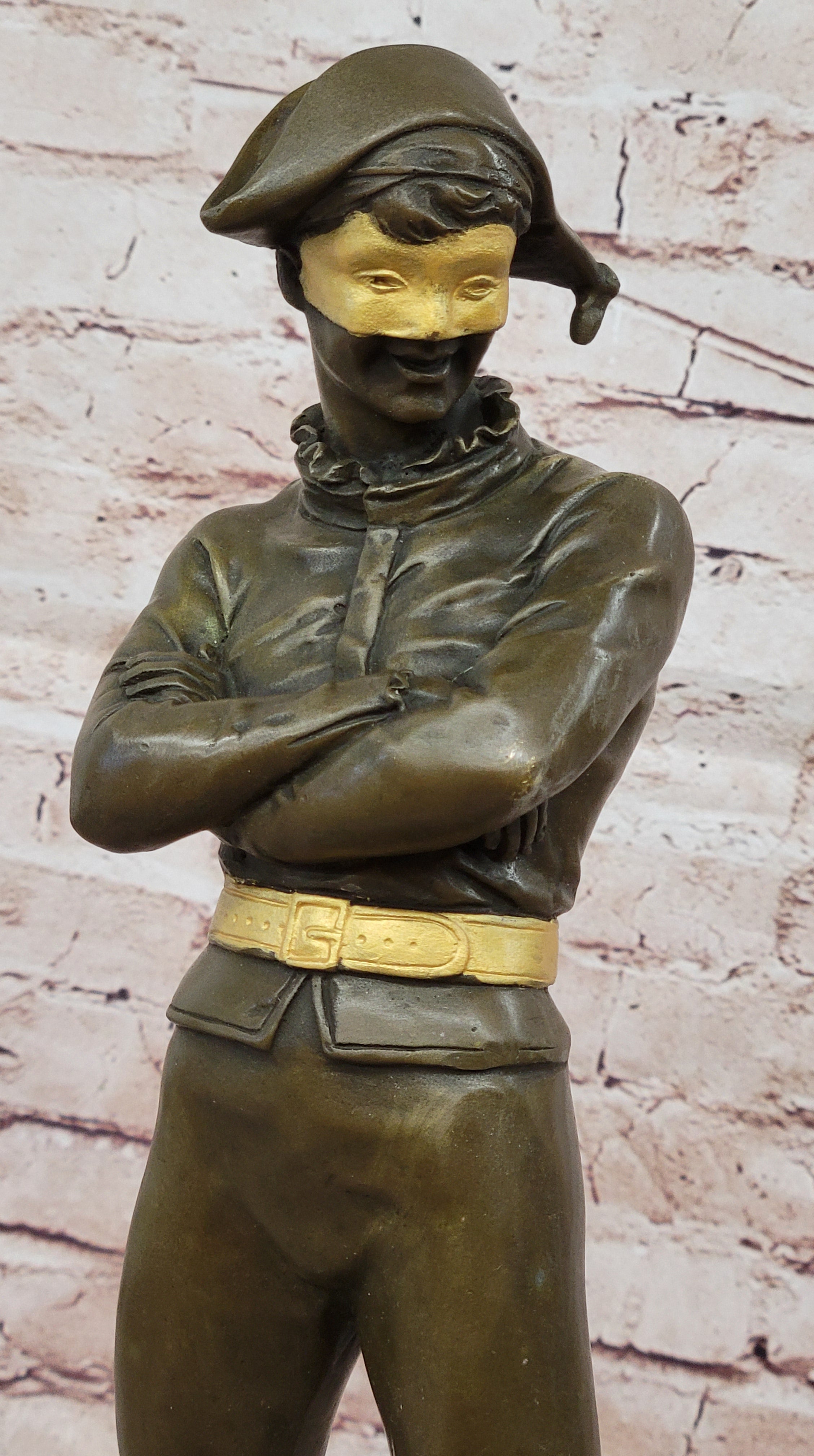 Harlequin Jester Dancing Statue Figure Vintage Art Deco Style Sculpture Statue