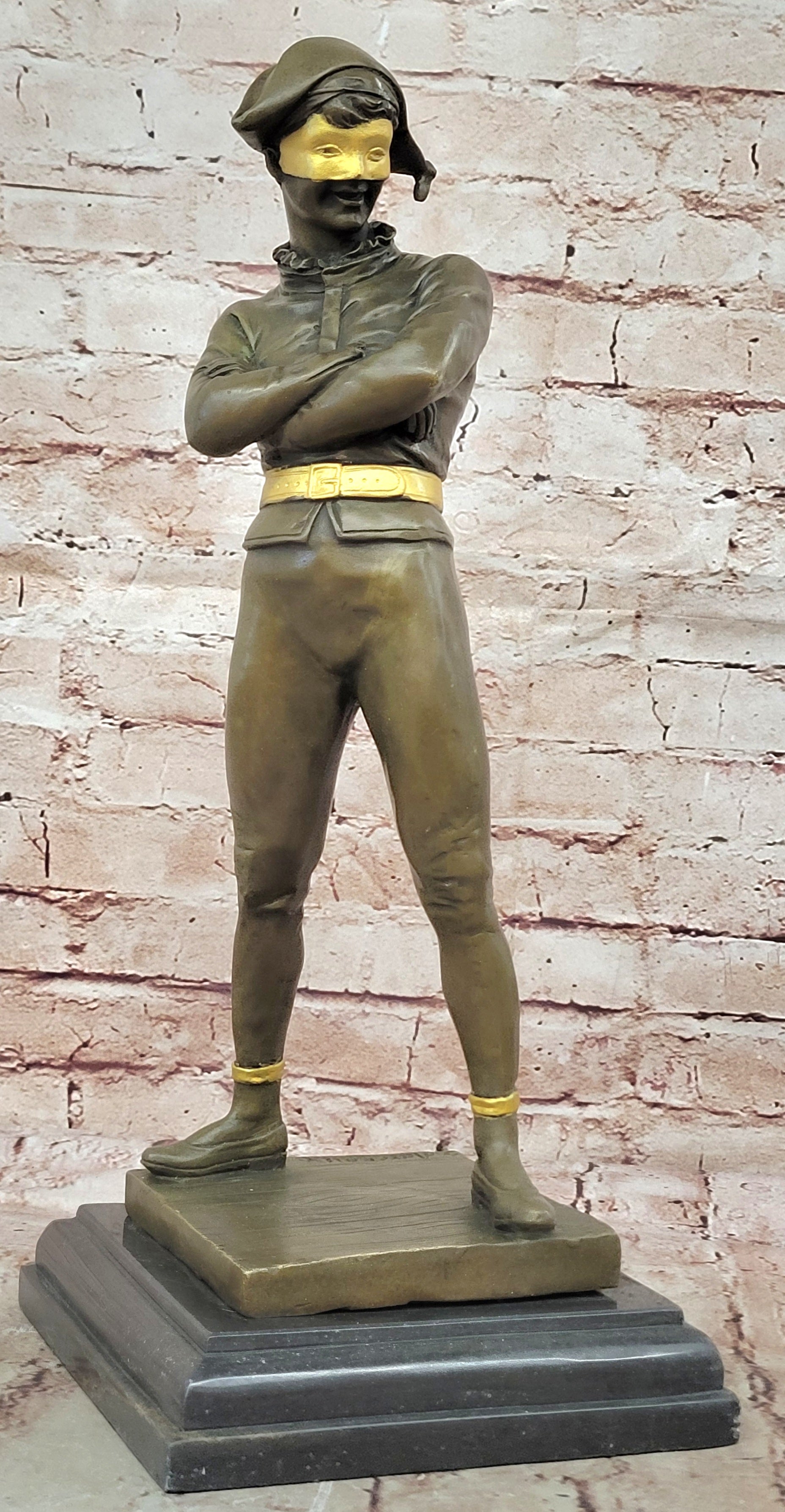 Harlequin Jester Dancing Statue Figure Vintage Art Deco Style Sculpture Statue