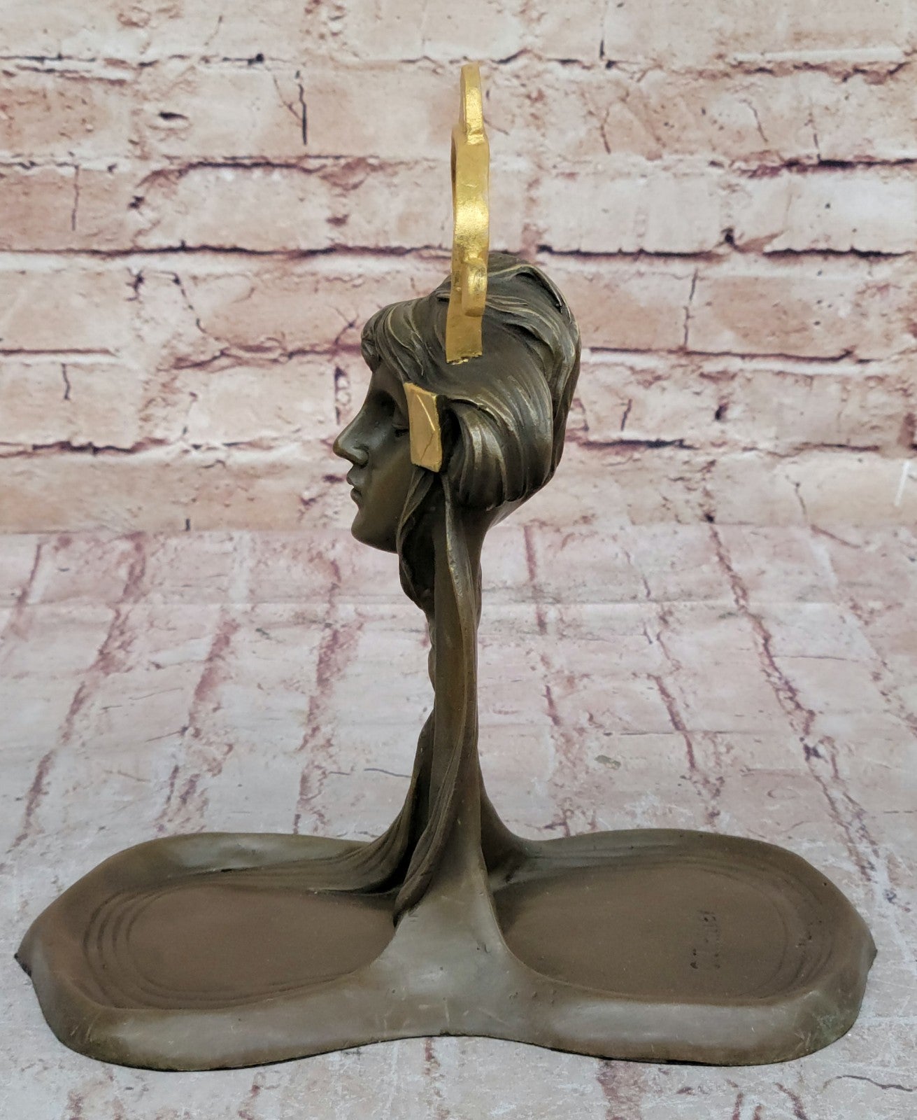 Handcrafted bronze sculpture SALE Wax Lost Figural Dish Candy Nouveau Art
