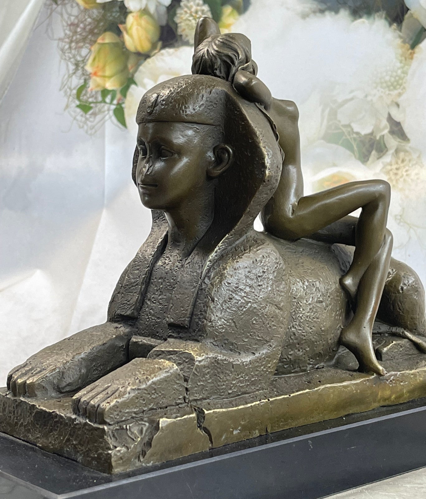 Handcrafted bronze sculpture SALE Nymph Nude Herlinger By Nouveau Art French