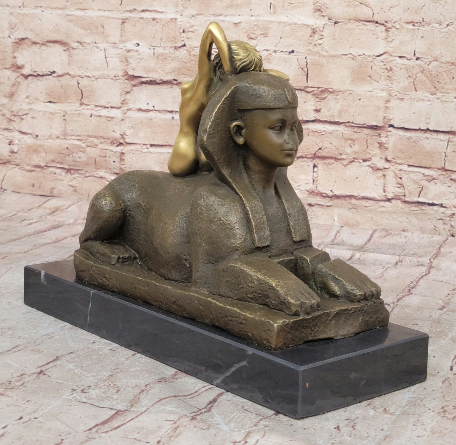 Handcrafted bronze sculpture Nude Myth Creature Sphinx Famous Pyramid Egyptian