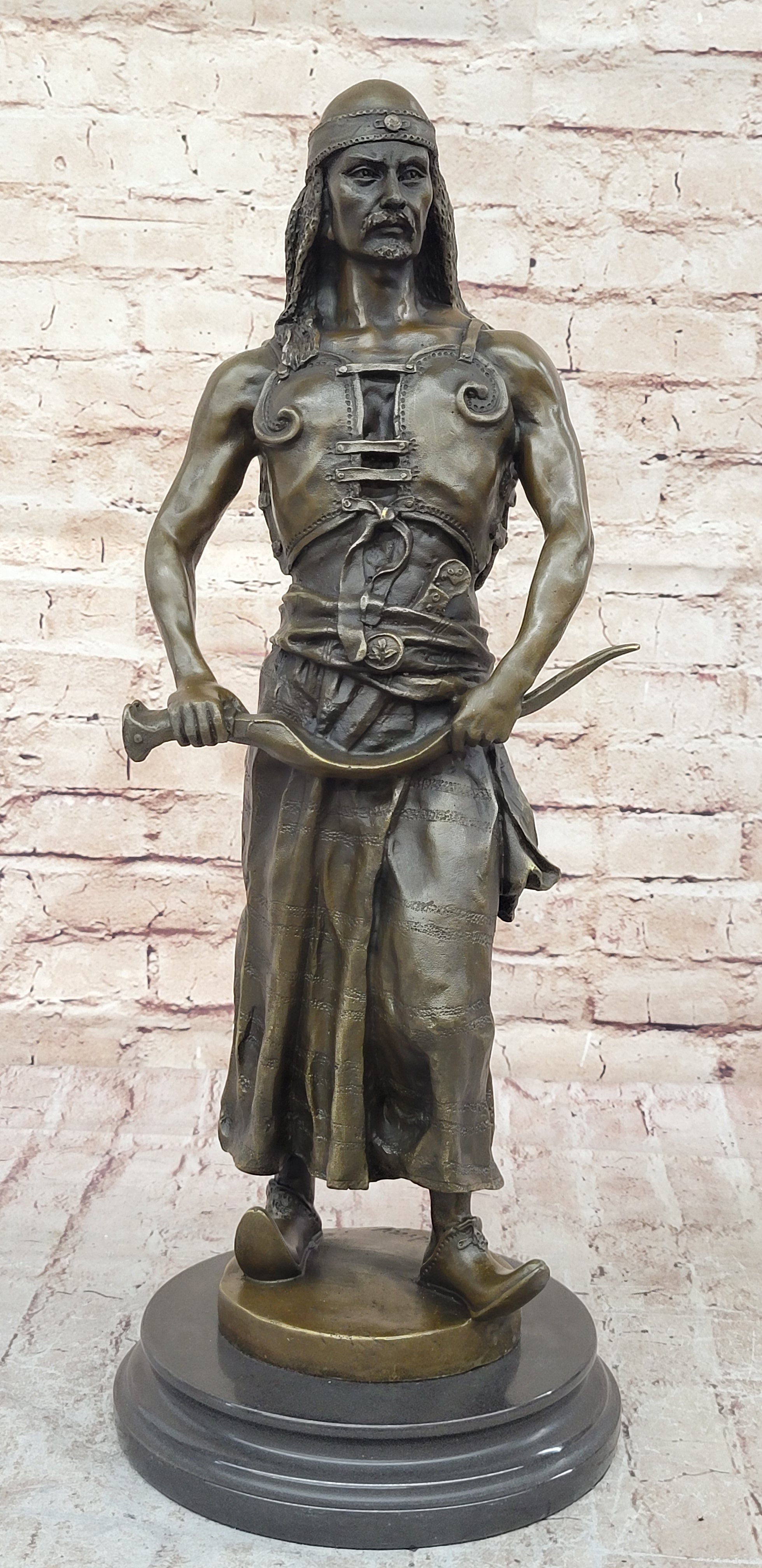 100% Pure Genuine Bronze Sculpture of Arab Guy Middle Eastern Man Statue Figure