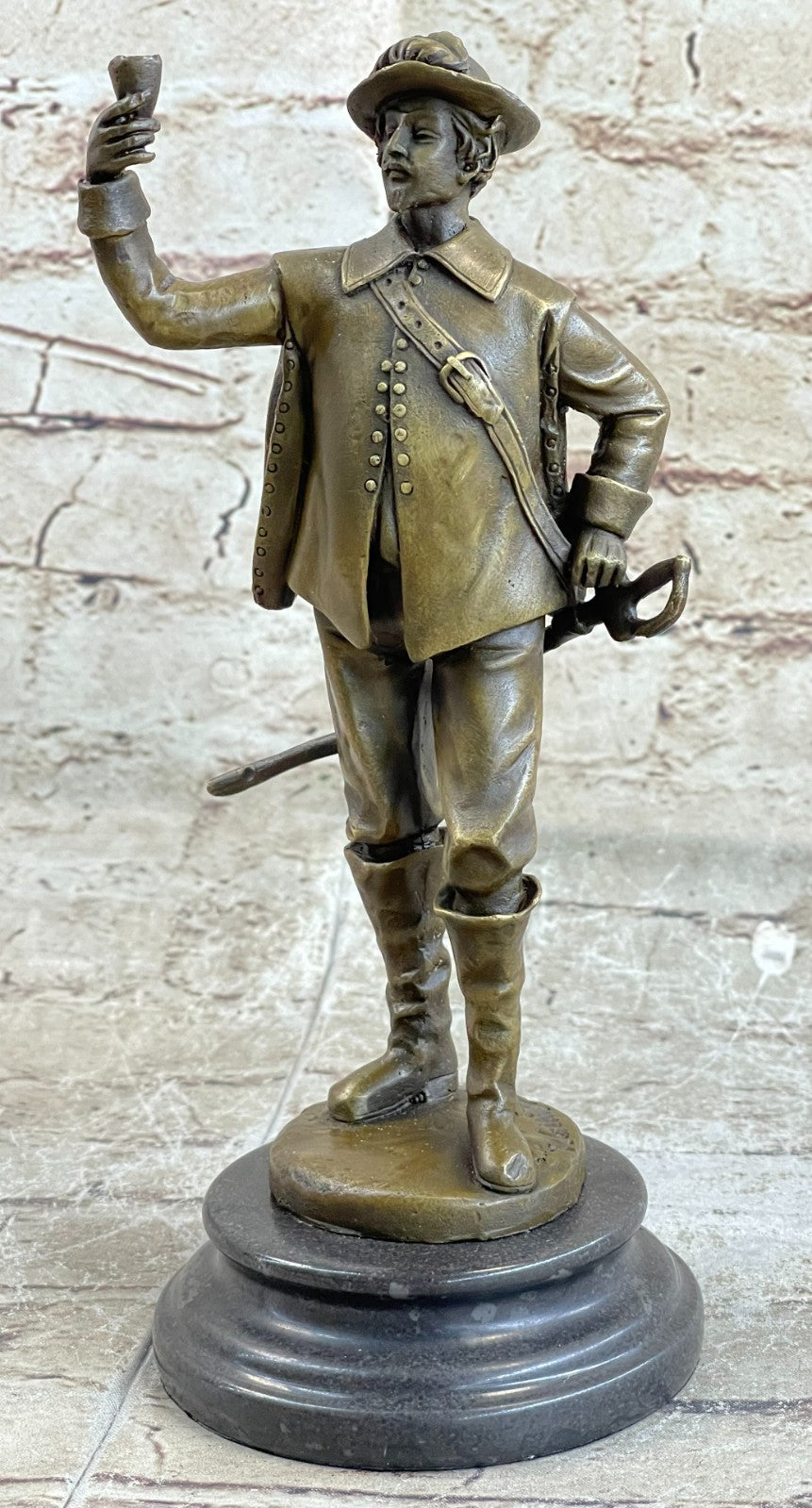 Hot Cast Cavalier with Sword Bronze Sculpture Marble Figurine Statue Figure