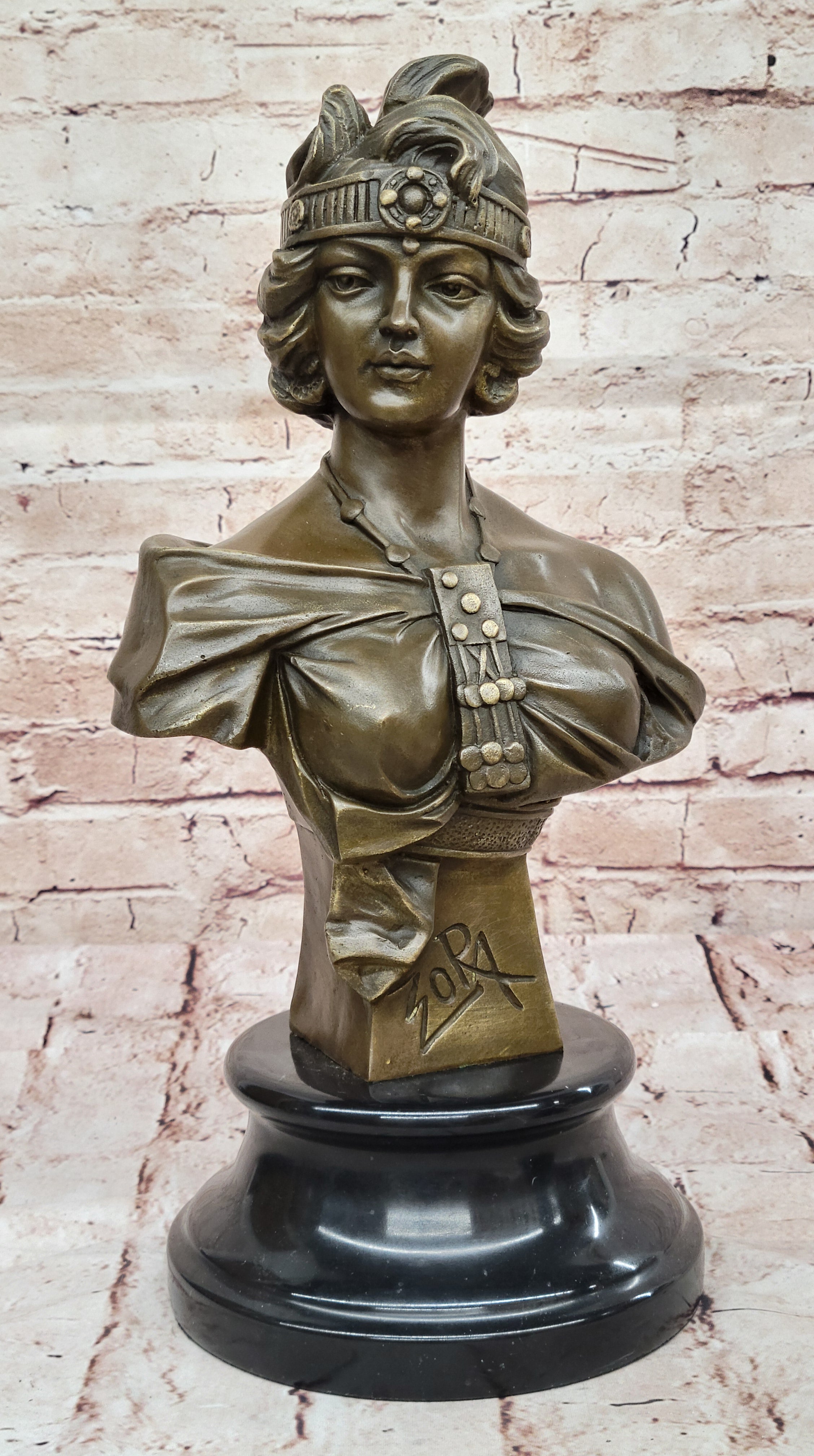 GOLD BROWN PATINA Sexy Female Bronze Great Detail Sculpture Statue Mantle