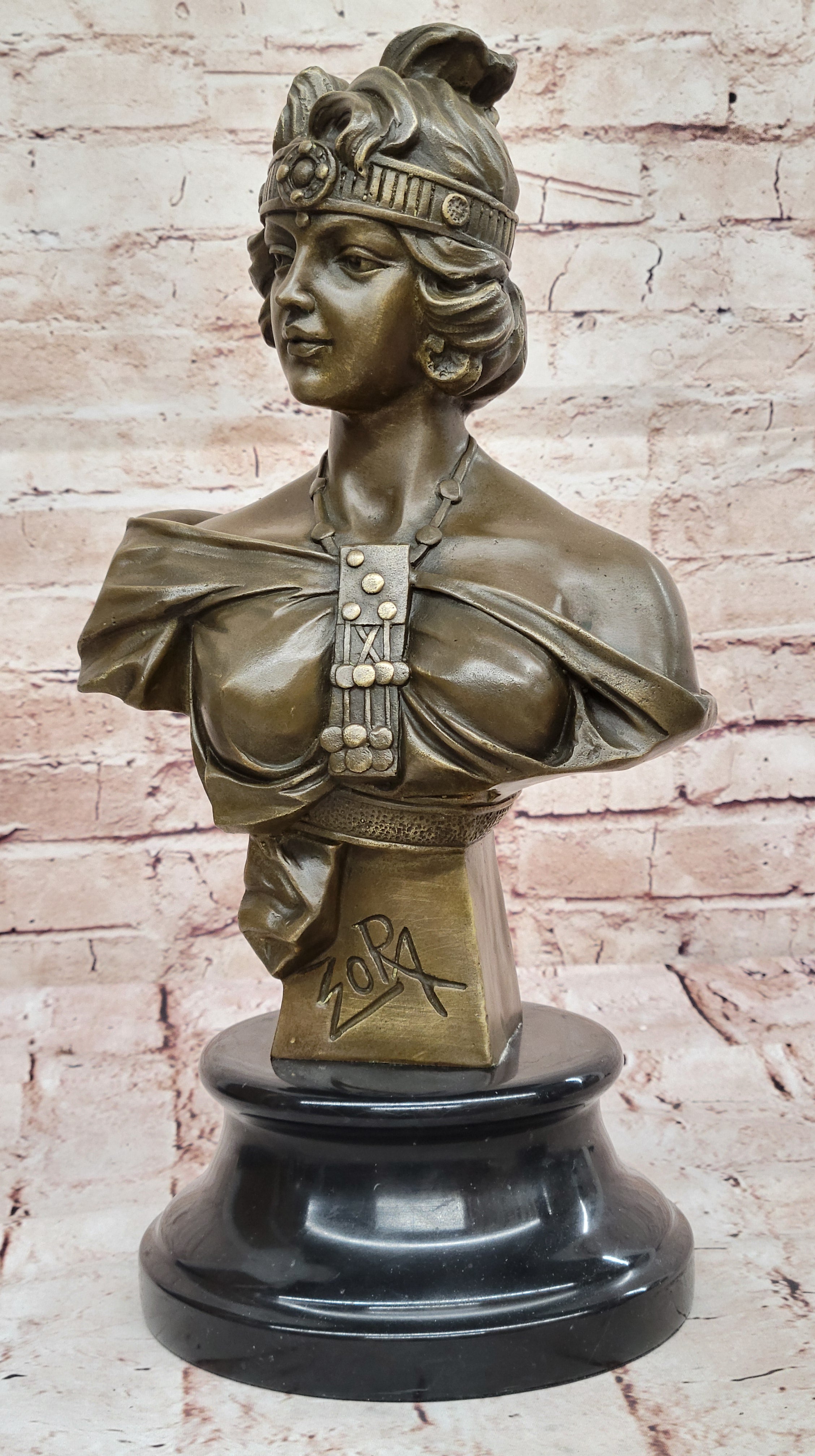 GOLD BROWN PATINA Sexy Female Bronze Great Detail Sculpture Statue Mantle