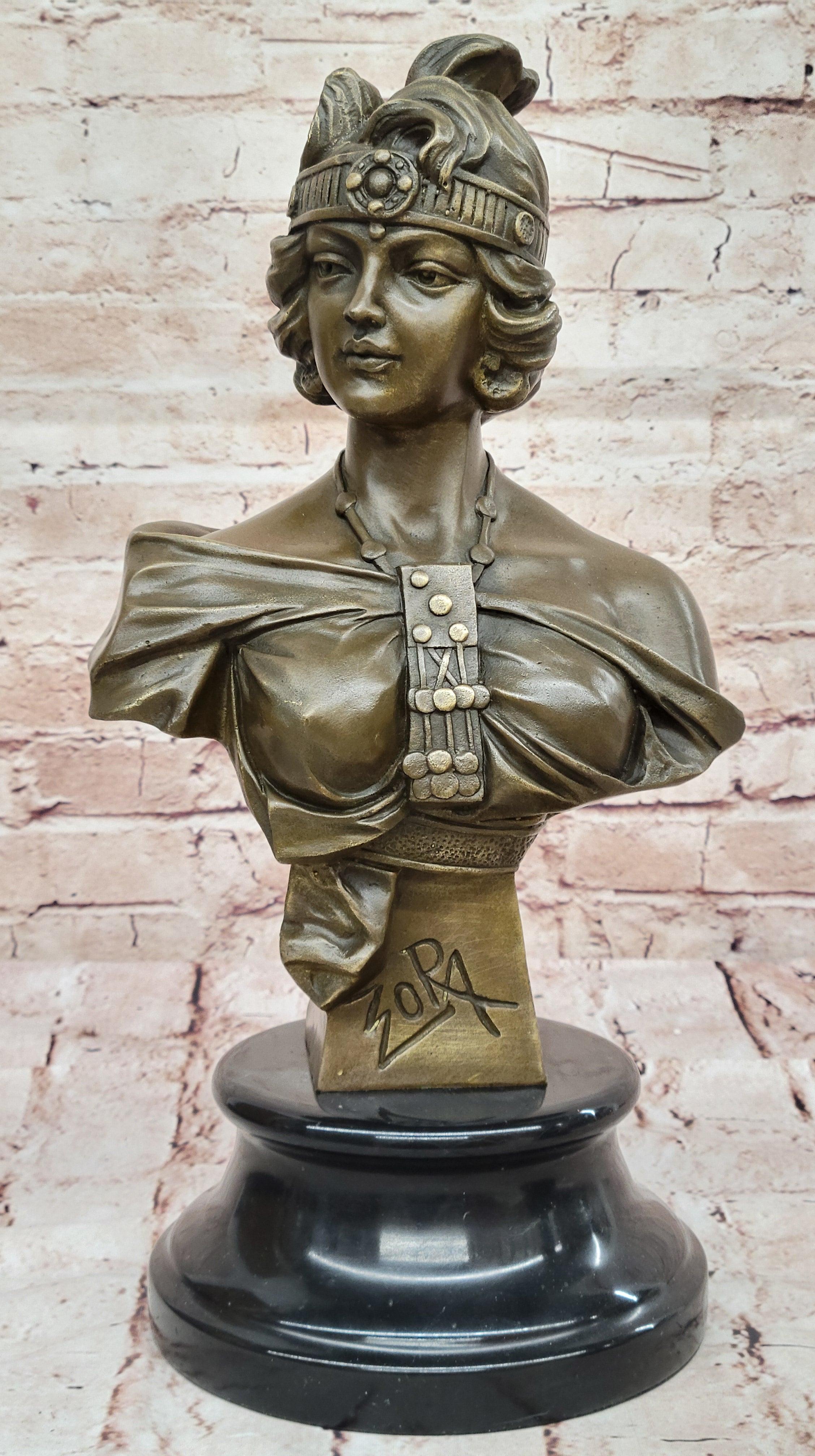 GOLD BROWN PATINA Sexy Female Bronze Great Detail Sculpture Statue Mantle