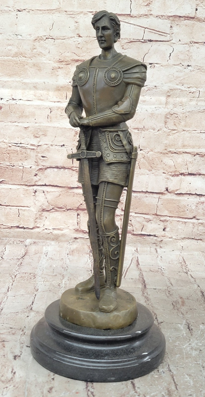 Portuguese Bronze Sculpture Knight in Armor by R. Bouillot Handcrafted Figurine