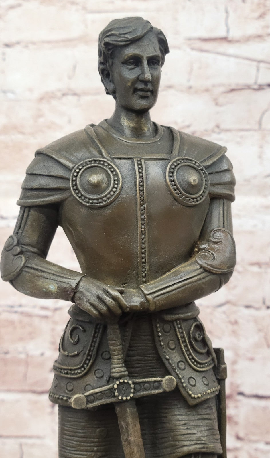 Portuguese Bronze Sculpture Knight in Armor by R. Bouillot Handcrafted Figurine