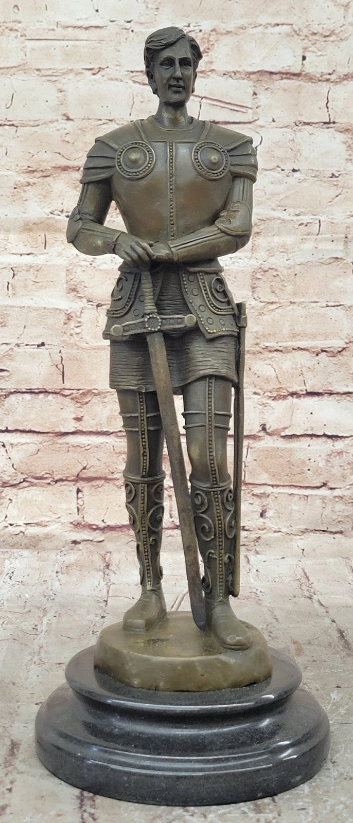 Portuguese Bronze Sculpture Knight in Armor by R. Bouillot Handcrafted Figurine