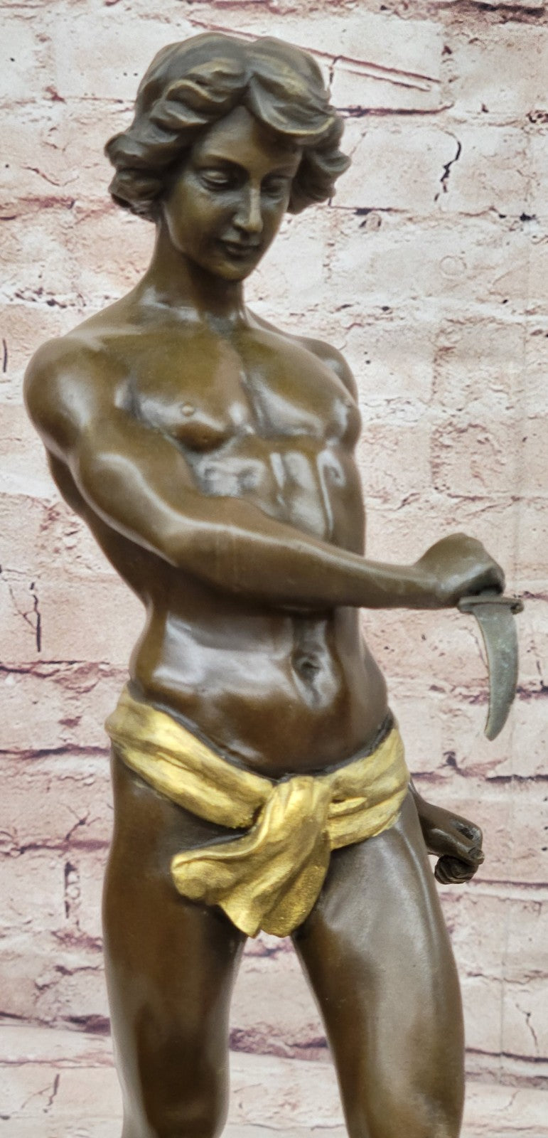 Handcrafted bronze sculpture SALE Leopard Killing Tarzan Young Patina Gold