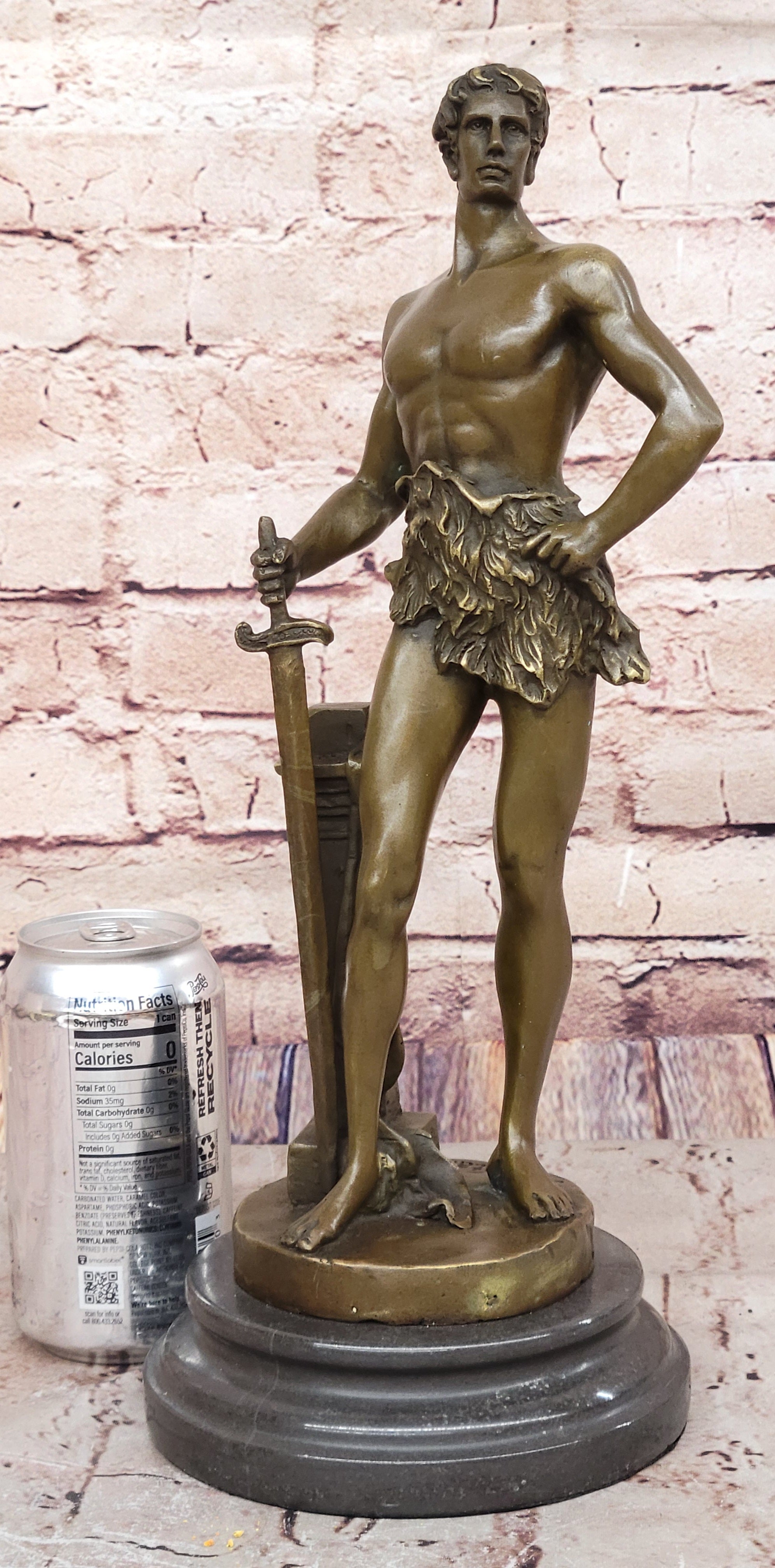 Collectible Bronze Sculpture Naked Tarzan Royal Prince Roman Figurine