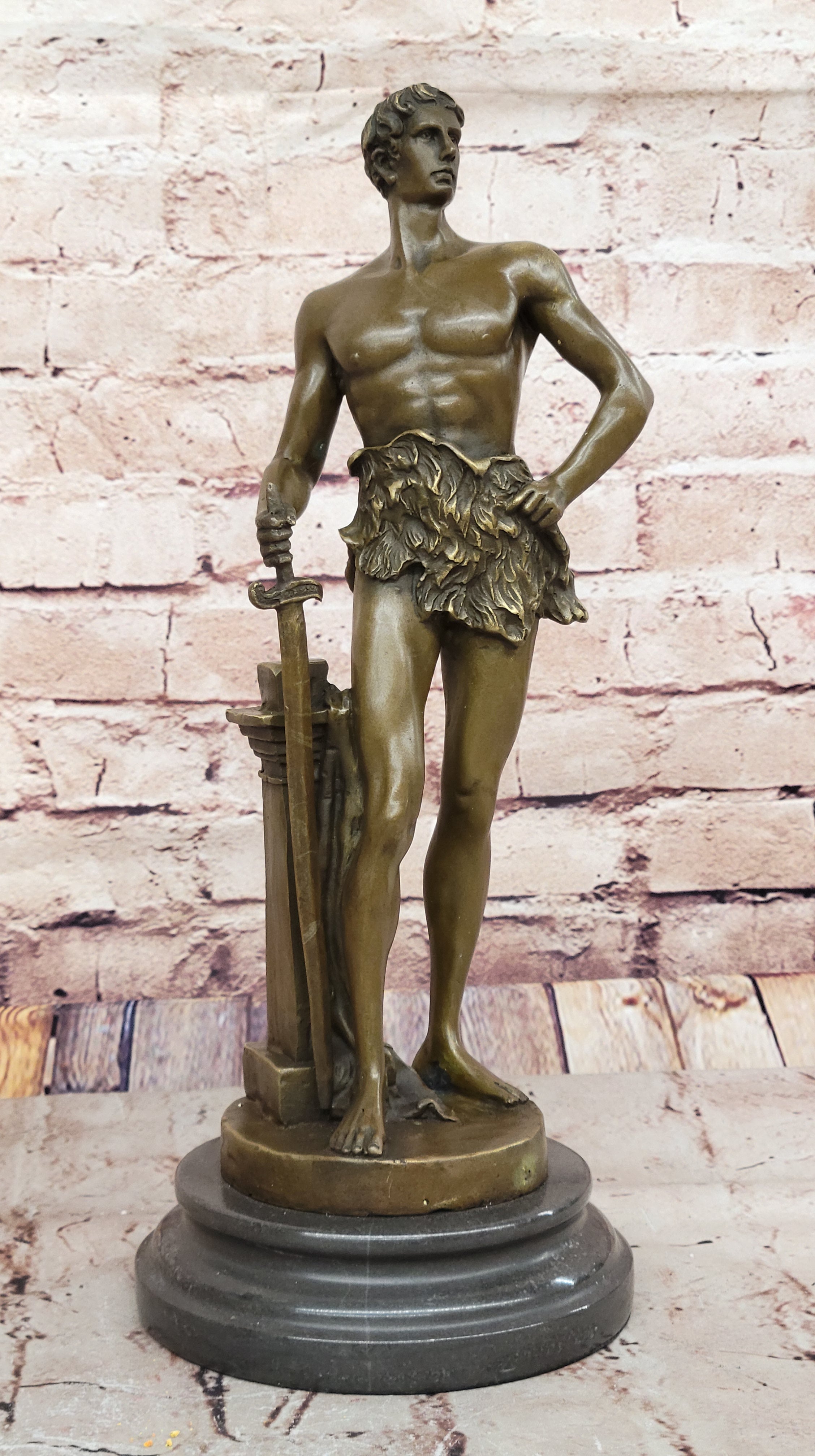 Collectible Bronze Sculpture Naked Tarzan Royal Prince Roman Figurine