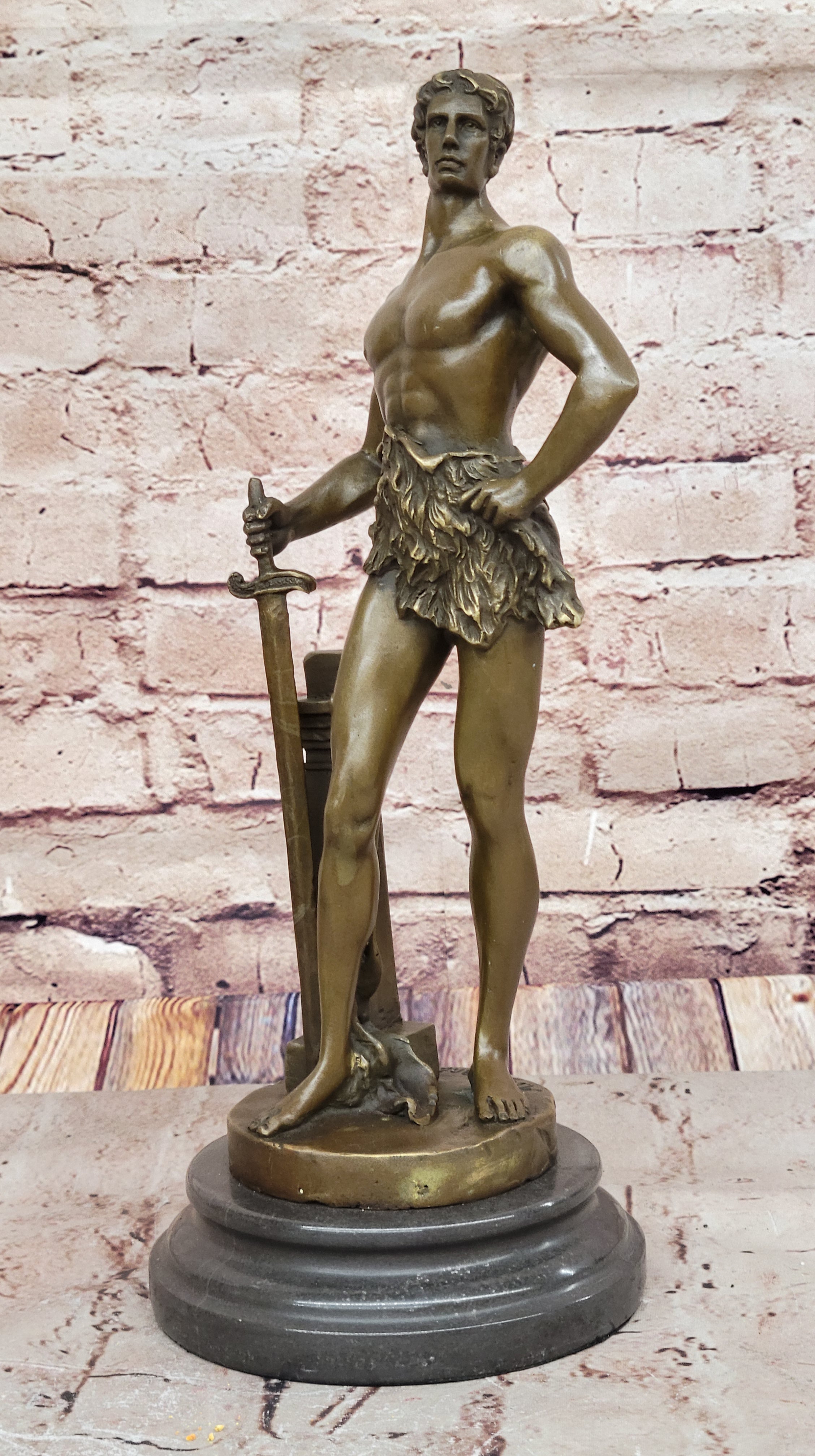 Collectible Bronze Sculpture Naked Tarzan Royal Prince Roman Figurine