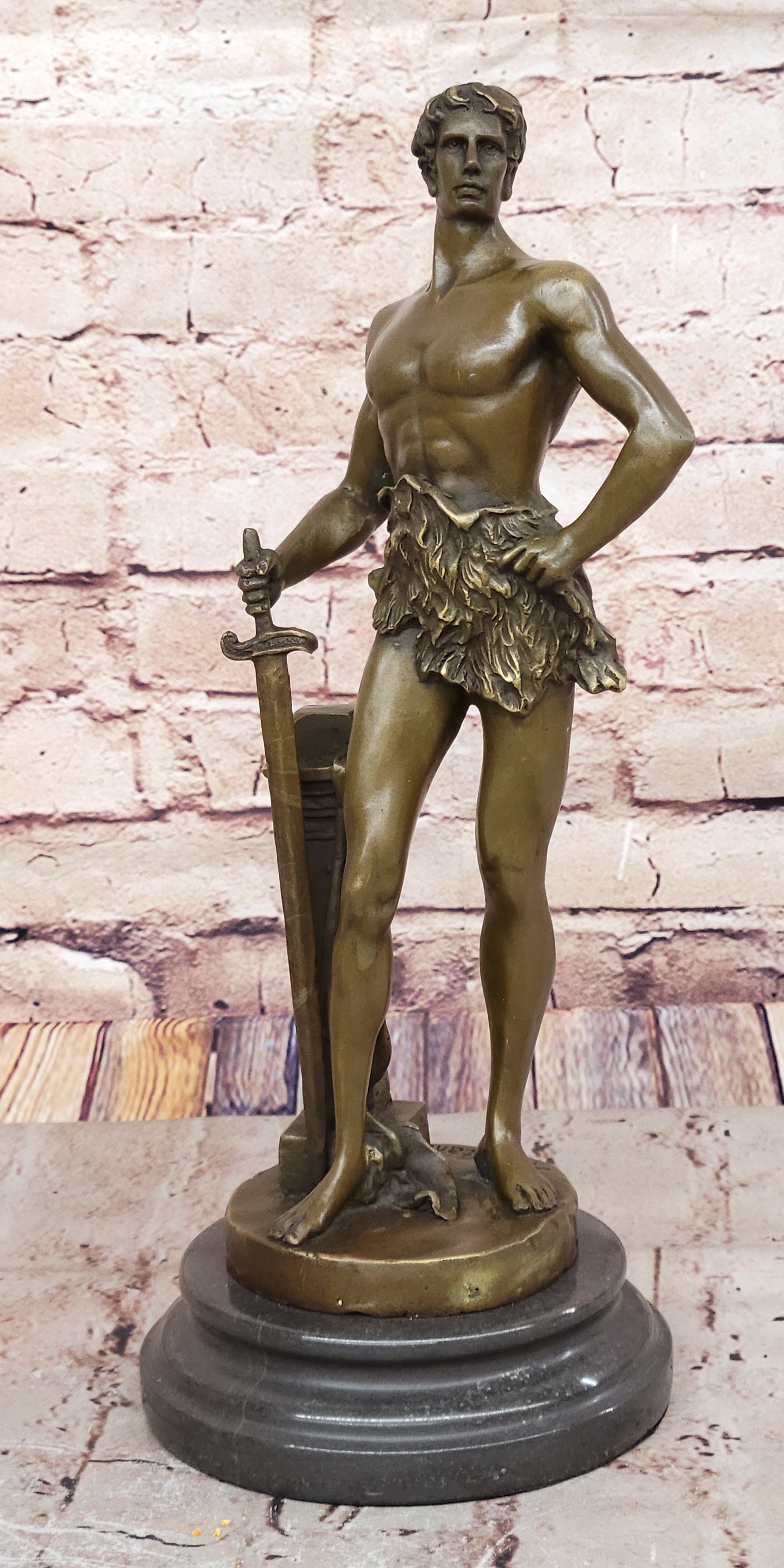Collectible Bronze Sculpture Naked Tarzan Royal Prince Roman Figurine