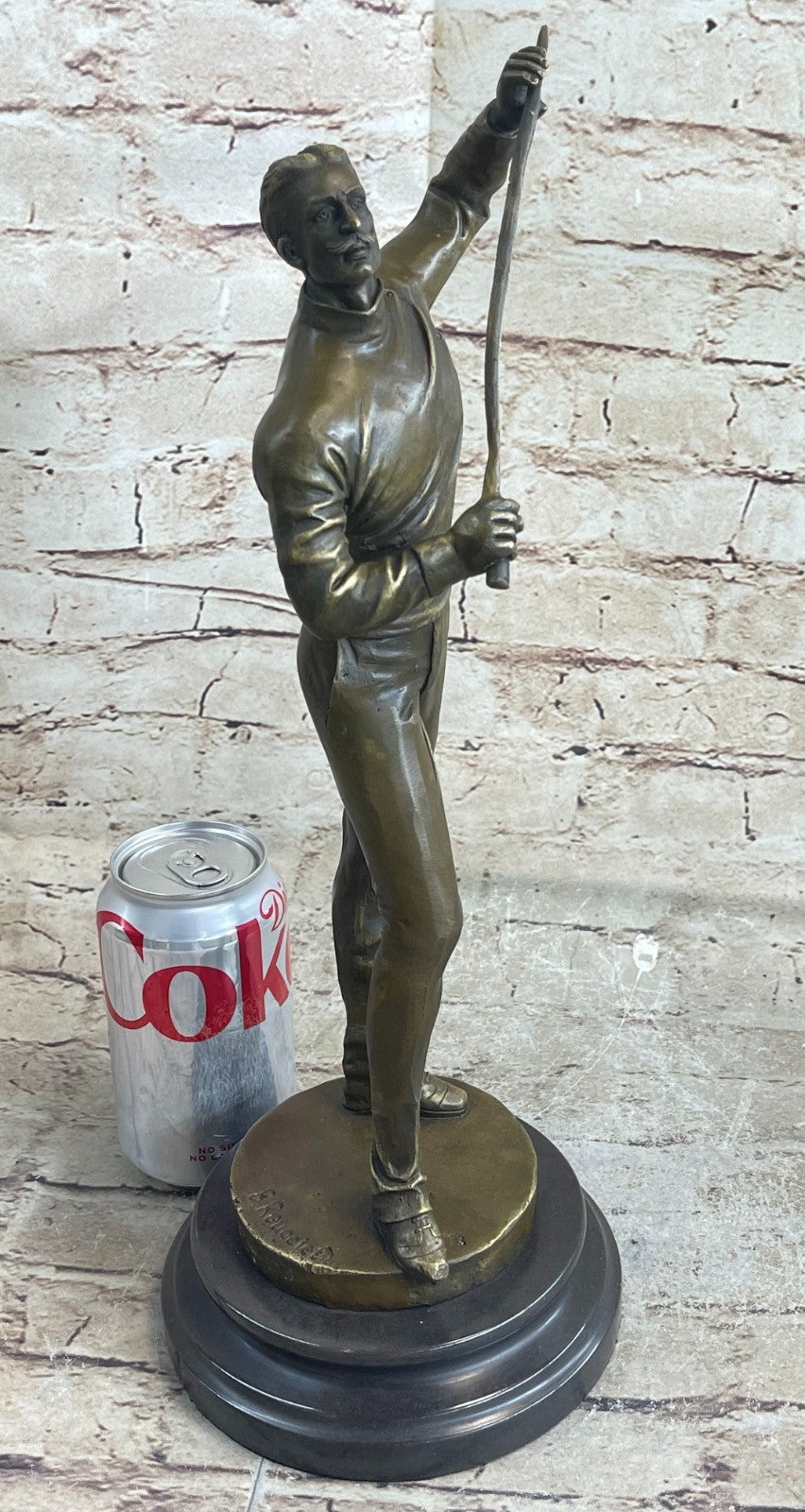 Hot Cast Fencer Sport Bronze Sculpture Home Office Trophy Marble Base Figurine