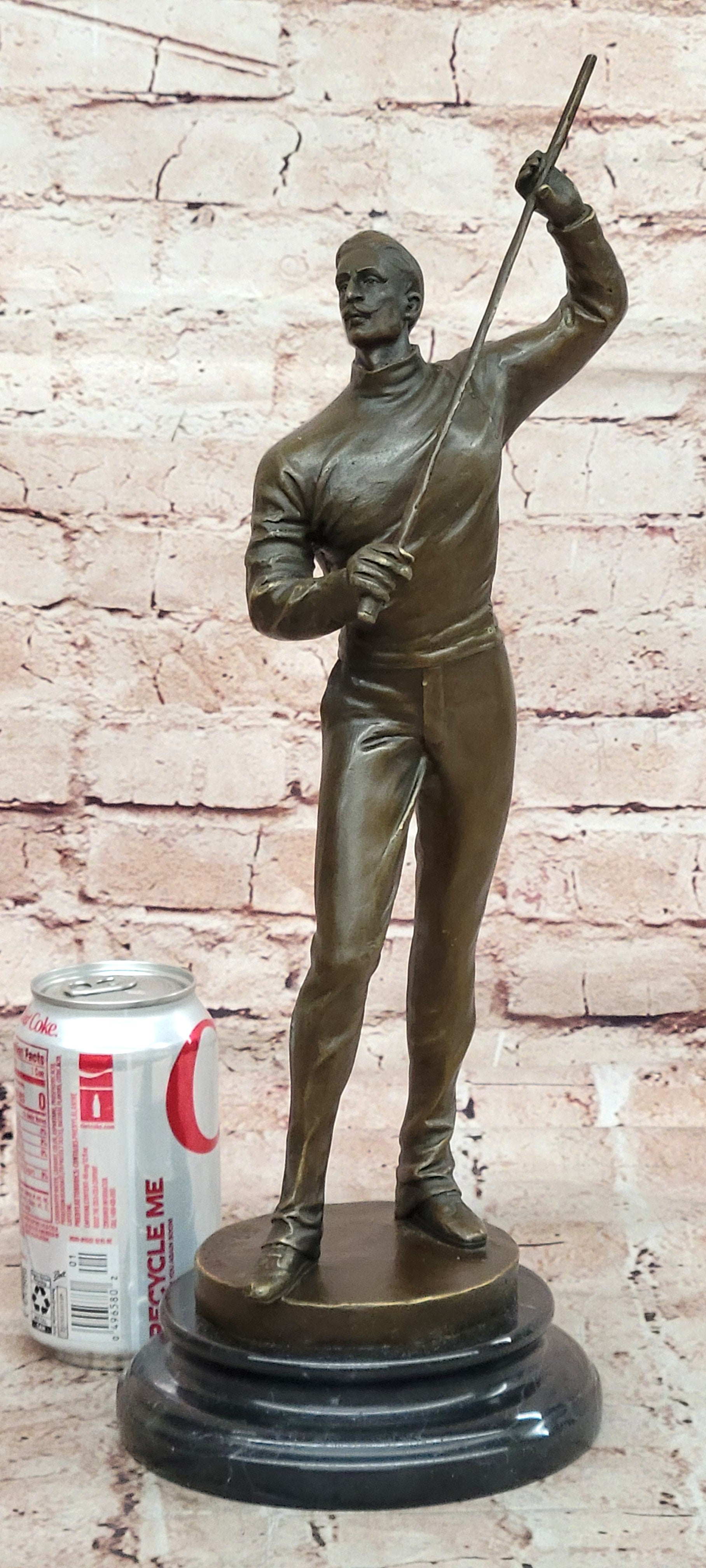 Hot Cast Fencer Sport Bronze Sculpture Home Office Trophy Marble Base Figurine