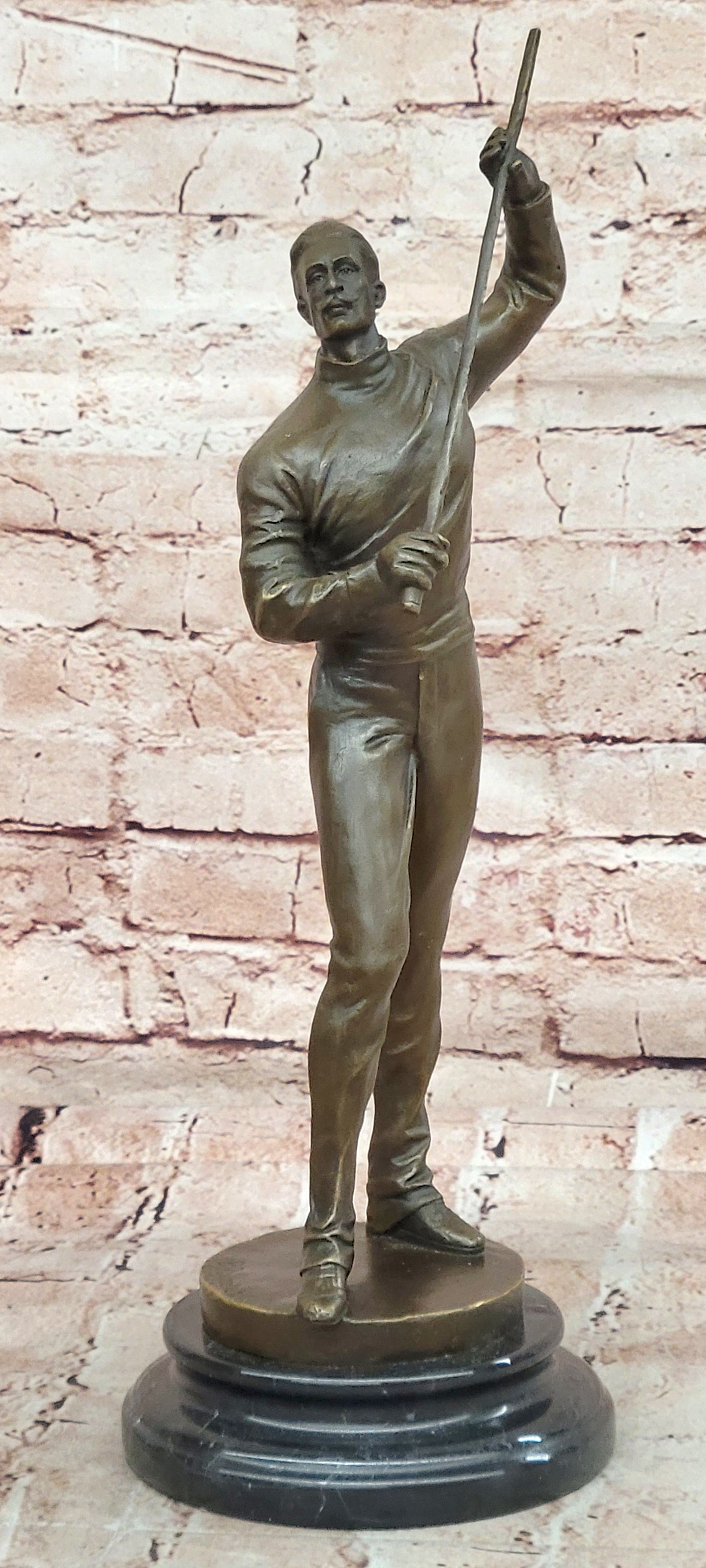 Hot Cast Fencer Sport Bronze Sculpture Home Office Trophy Marble Base Figurine