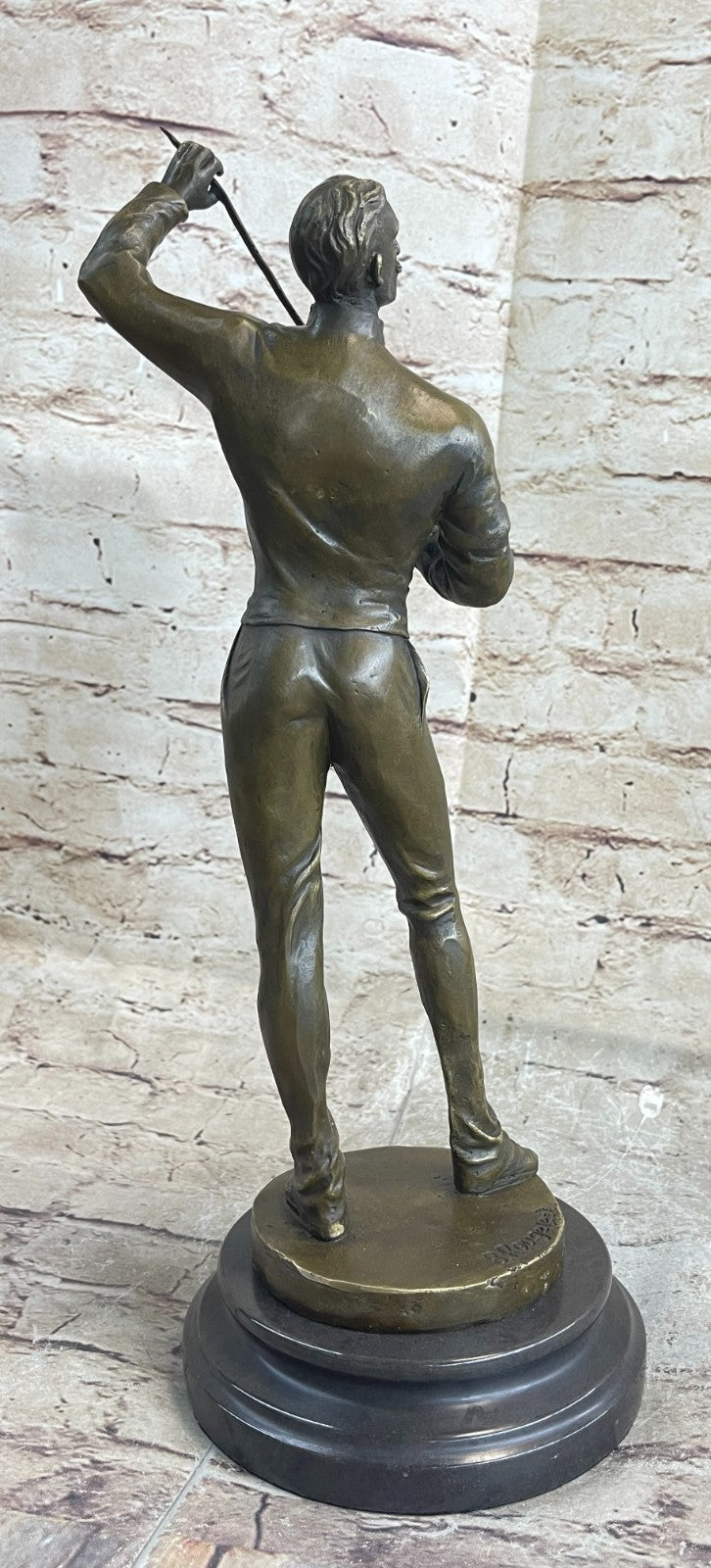 Hot Cast Fencer Sport Bronze Sculpture Home Office Trophy Marble Base Figurine