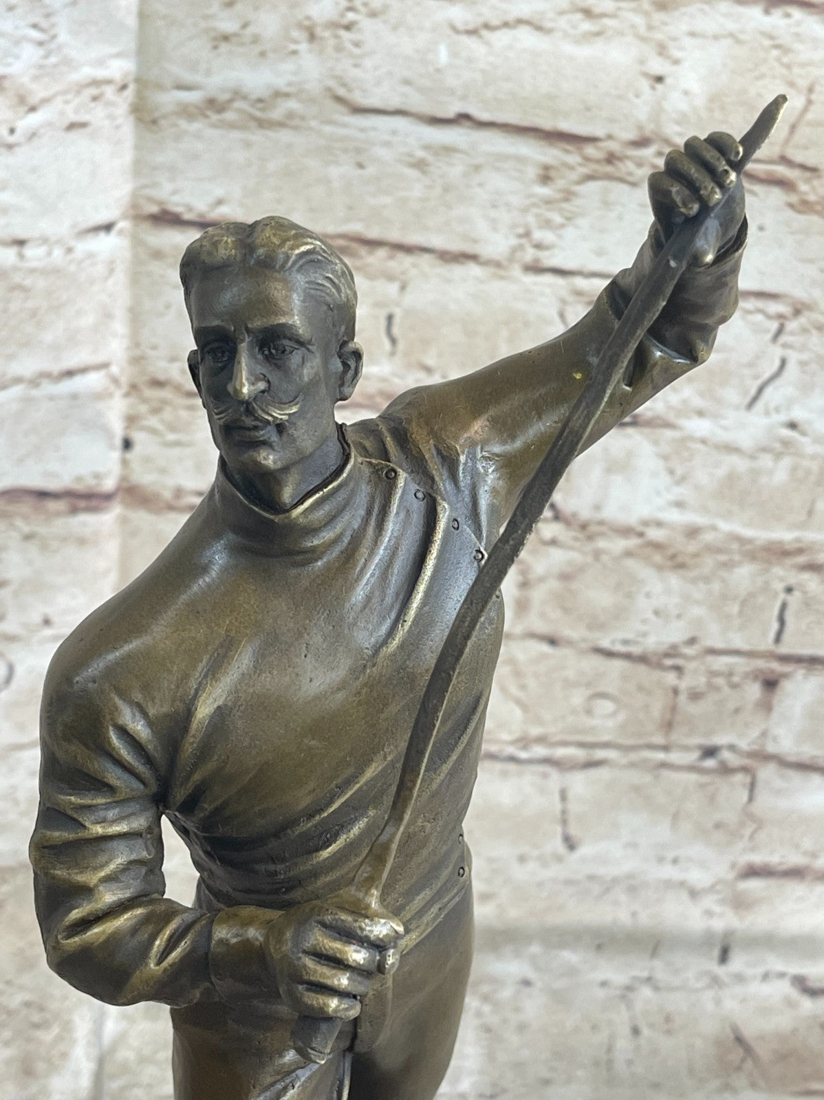 Hot Cast Fencer Sport Bronze Sculpture Home Office Trophy Marble Base Figurine