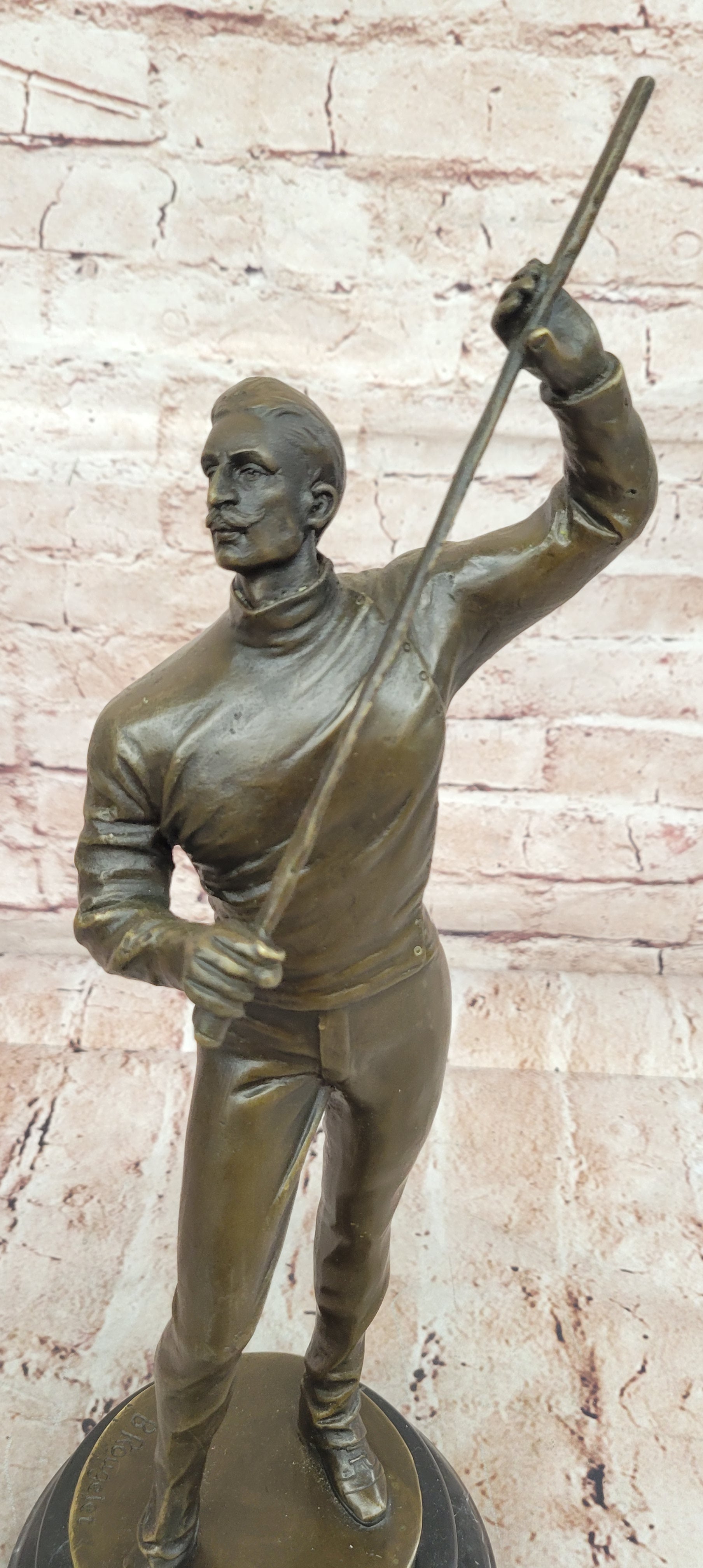 Hot Cast Fencer Sport Bronze Sculpture Home Office Trophy Marble Base Figurine