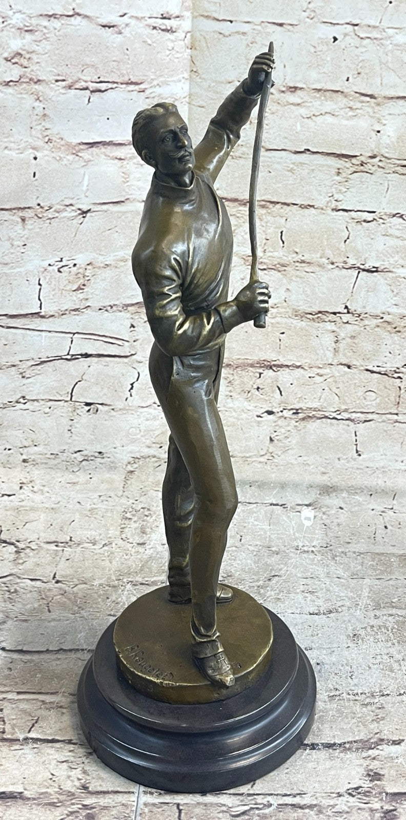 Hot Cast Fencer Sport Bronze Sculpture Home Office Trophy Marble Base Figurine