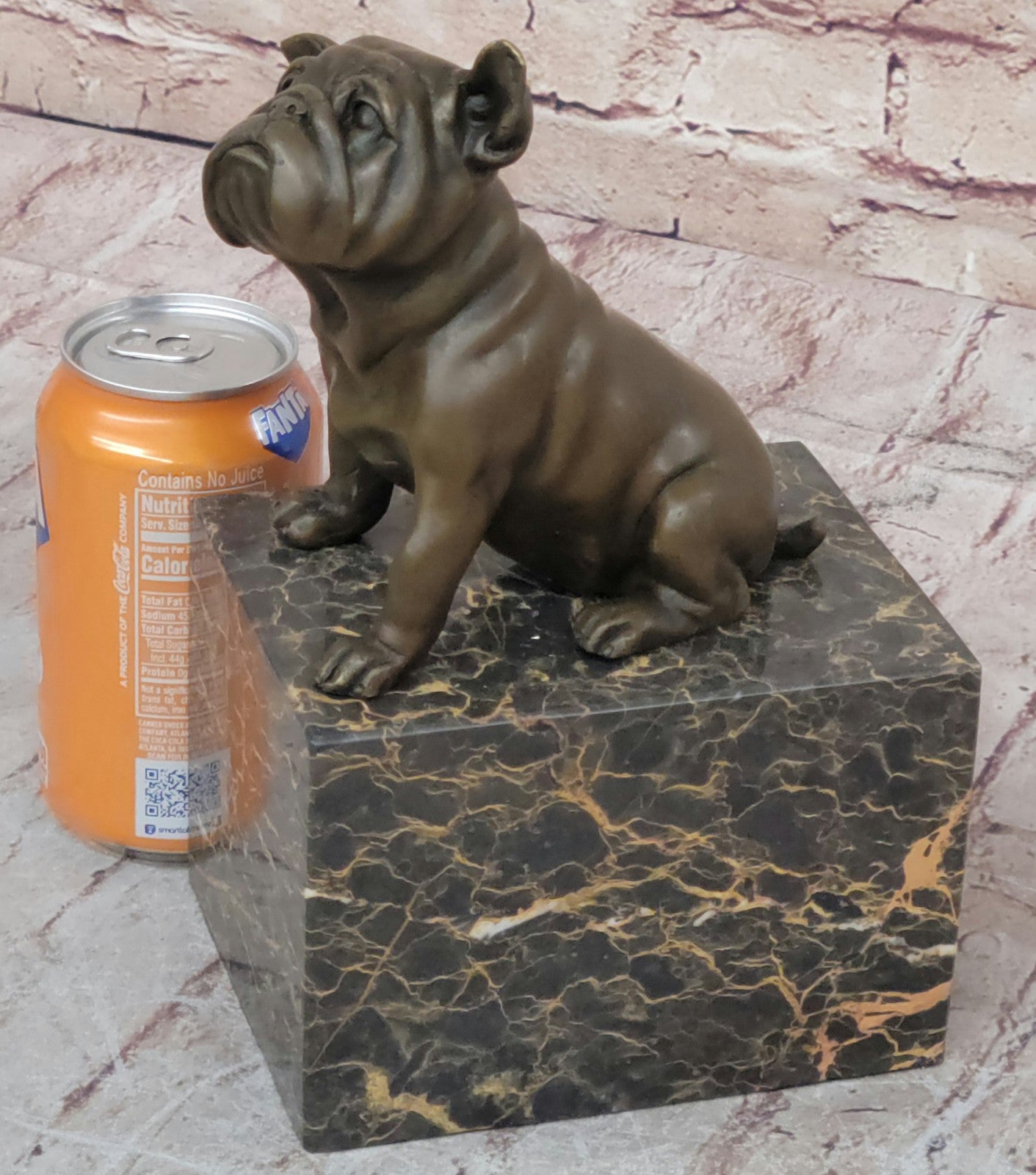 Handcrafted bronze sculpture SALE Base Marble Animal Dog Bulldog English 15Lbs