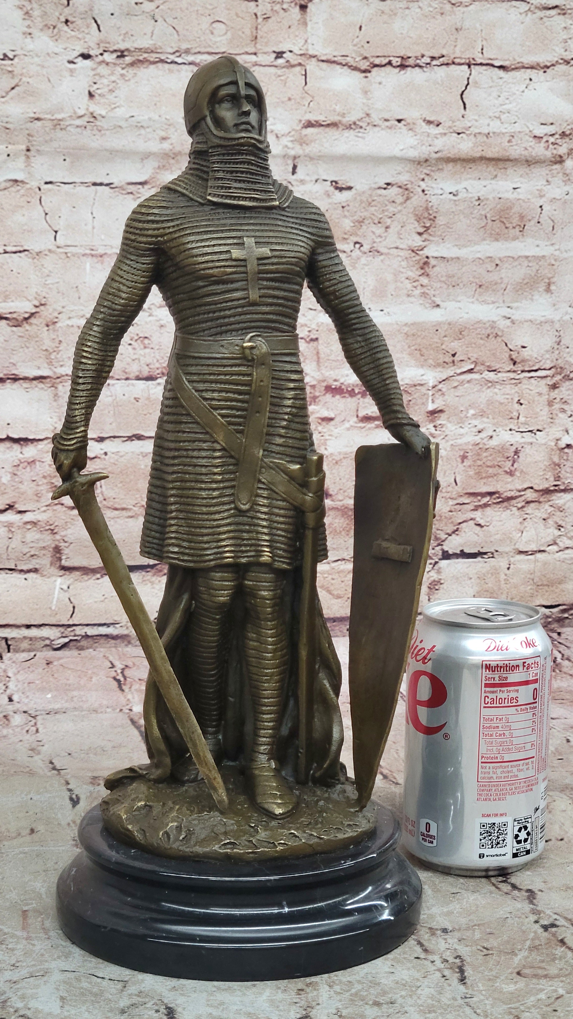 Medieval Knight on Horse Statue 100% Pure Hand Made Bronze Hot Cast Sculpture NR