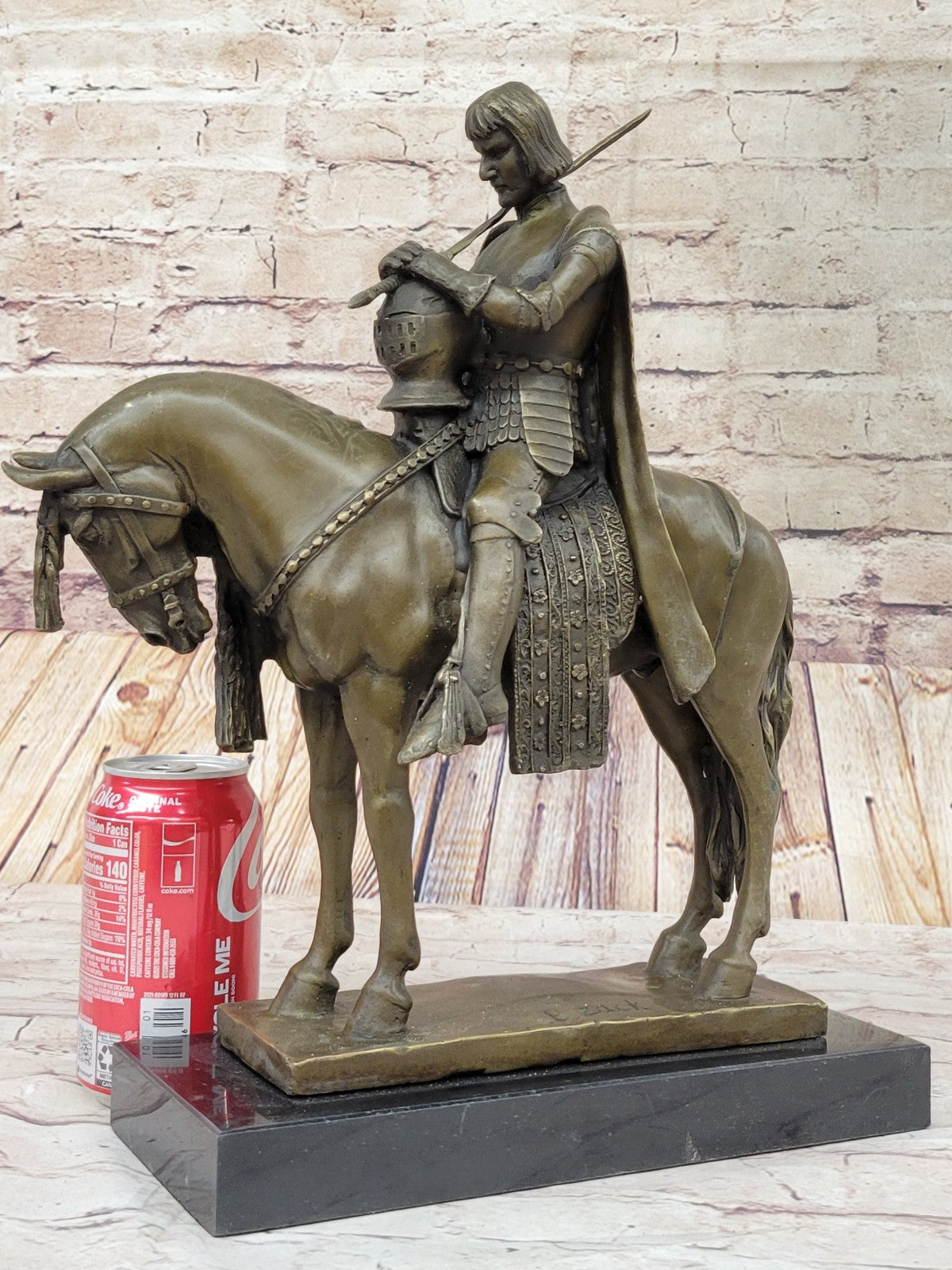 Bronze Sculpture of King Arthur Legendary British Leader Collectible Home Design