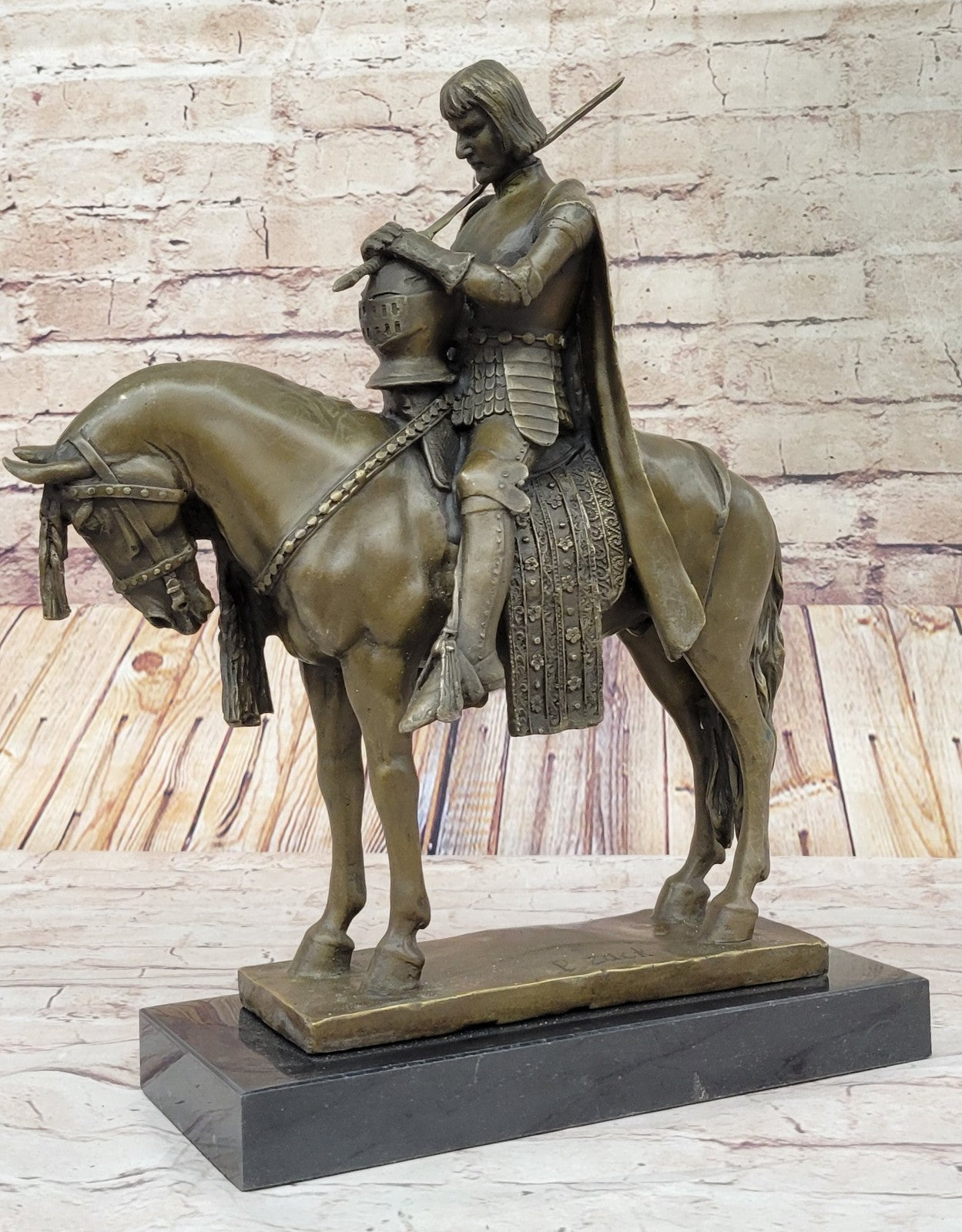 Bronze Sculpture of King Arthur Legendary British Leader Collectible Home Design