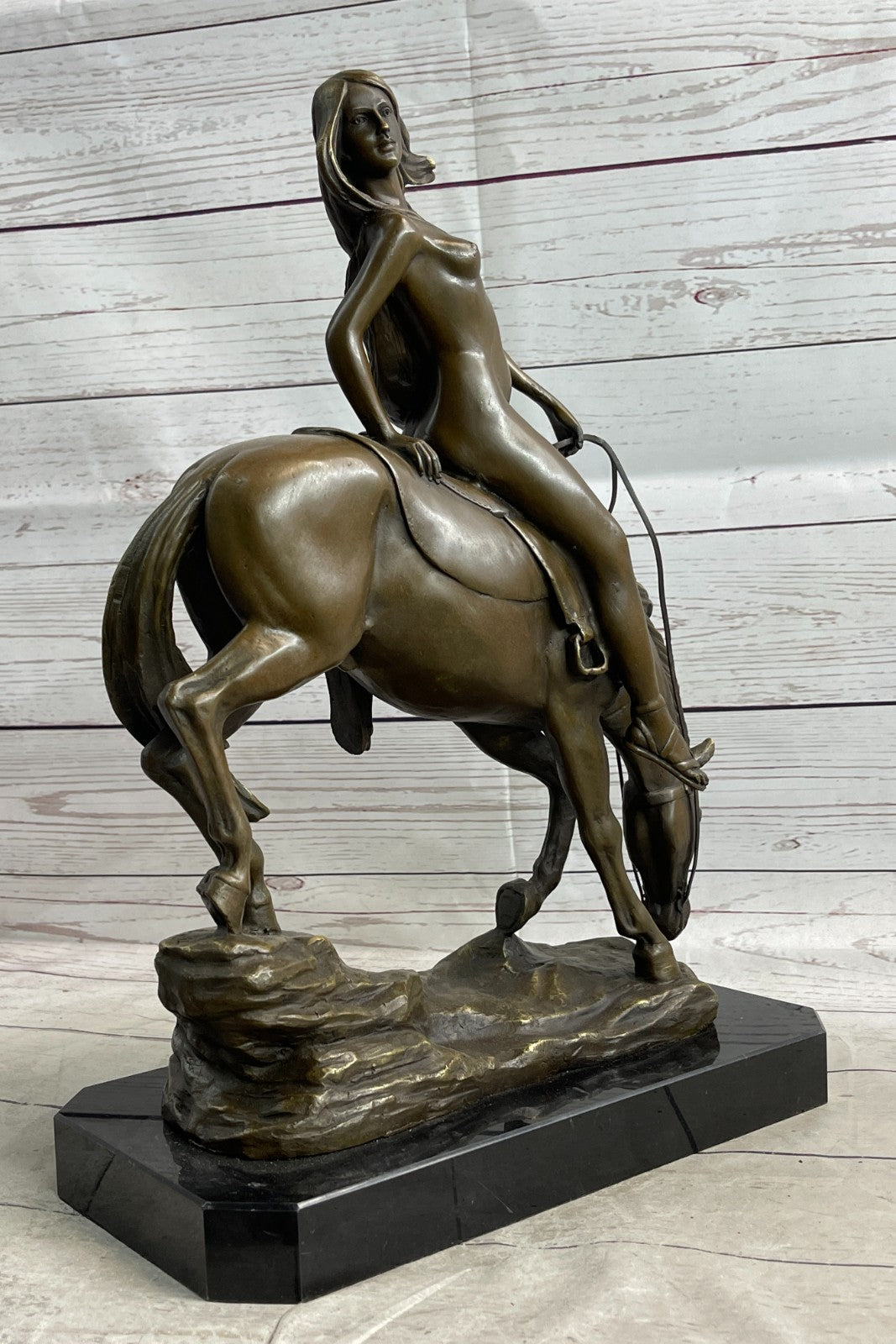 Bronze Sculpture Collectible Masterpiece of Lady Godiva Hot Cast Figurine Figure
