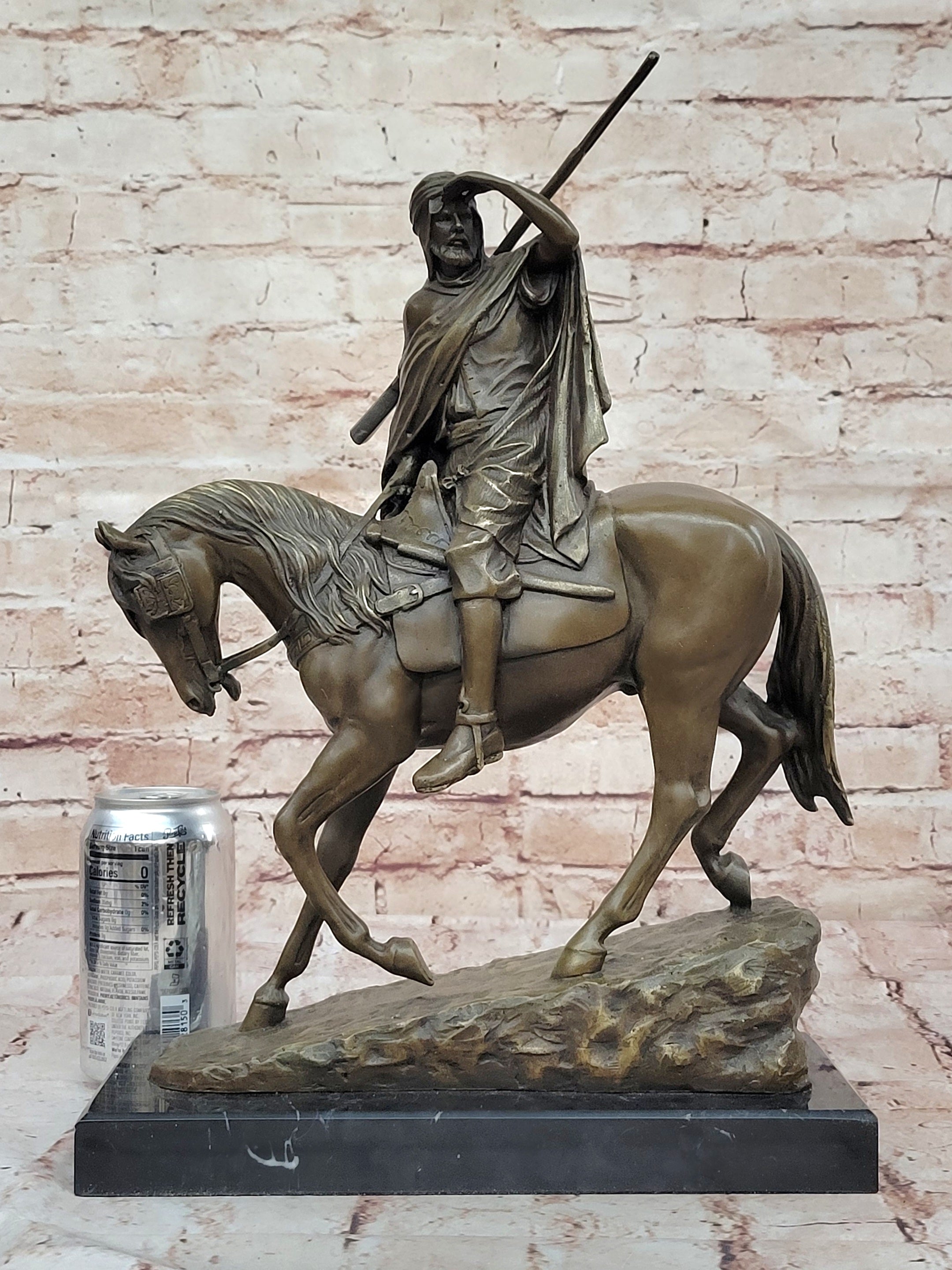 Art Deco Hot Cast Middle Eastern Man Riding Horse Bronze Masterpiece Figurine