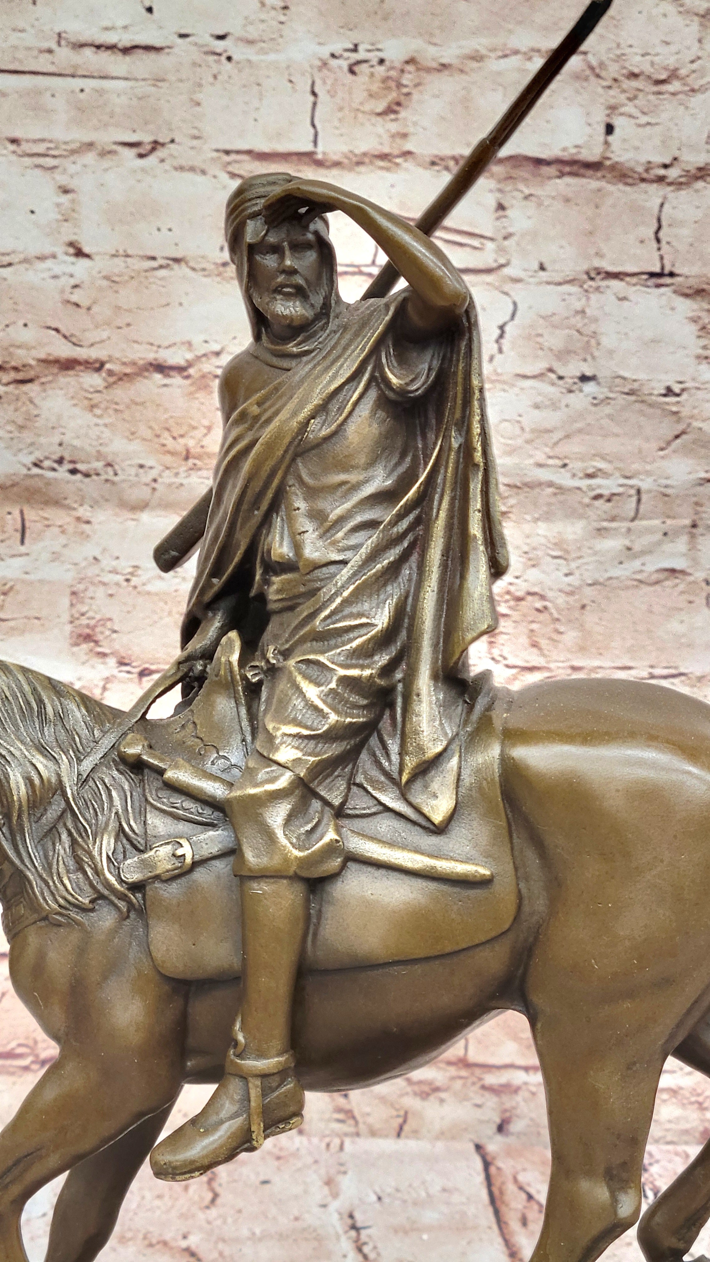 Art Deco Hot Cast Middle Eastern Man Riding Horse Bronze Masterpiece Figurine