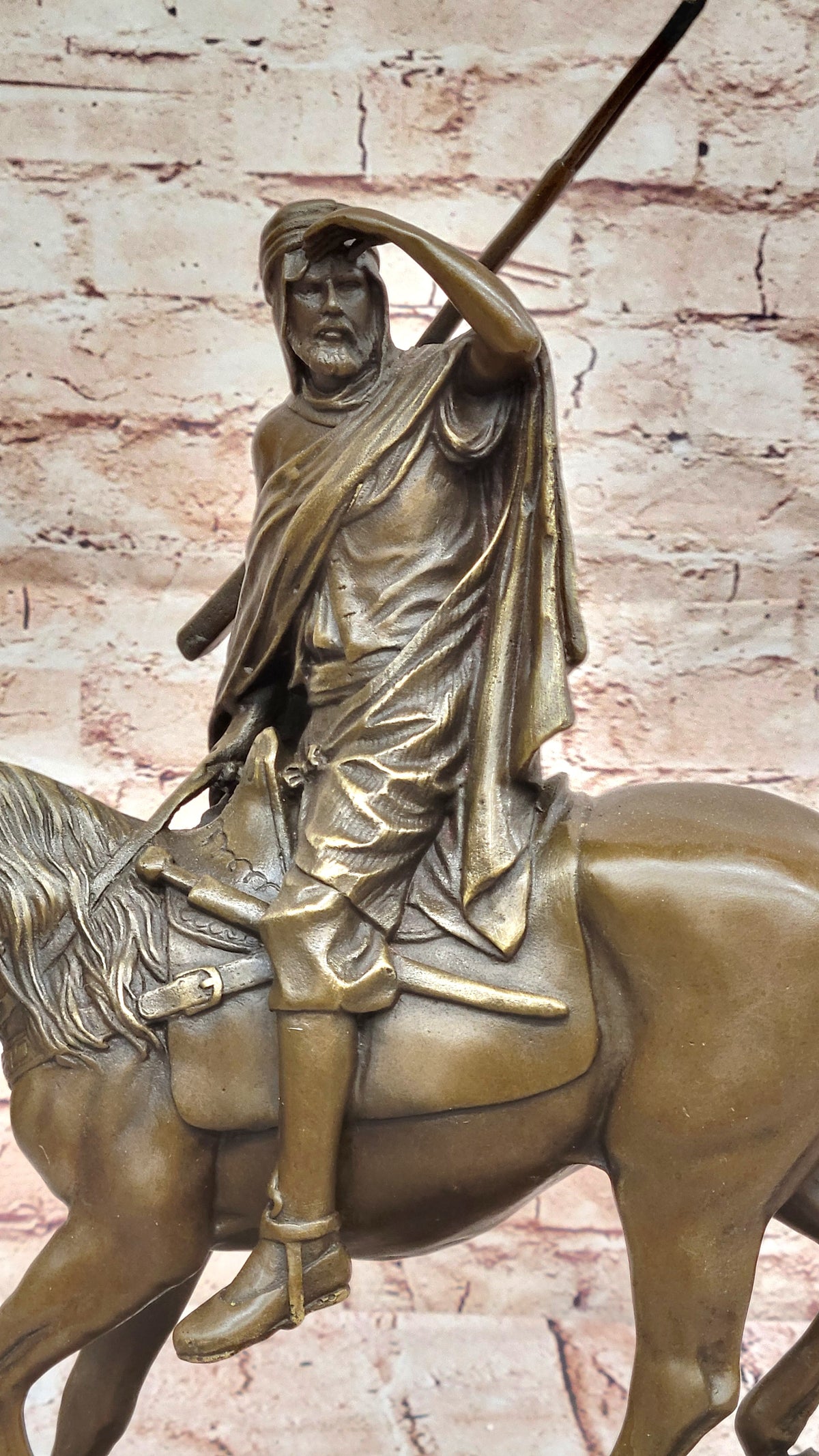 Art Deco Hot Cast Middle Eastern Man Riding Horse Bronze Masterpiece Figurine