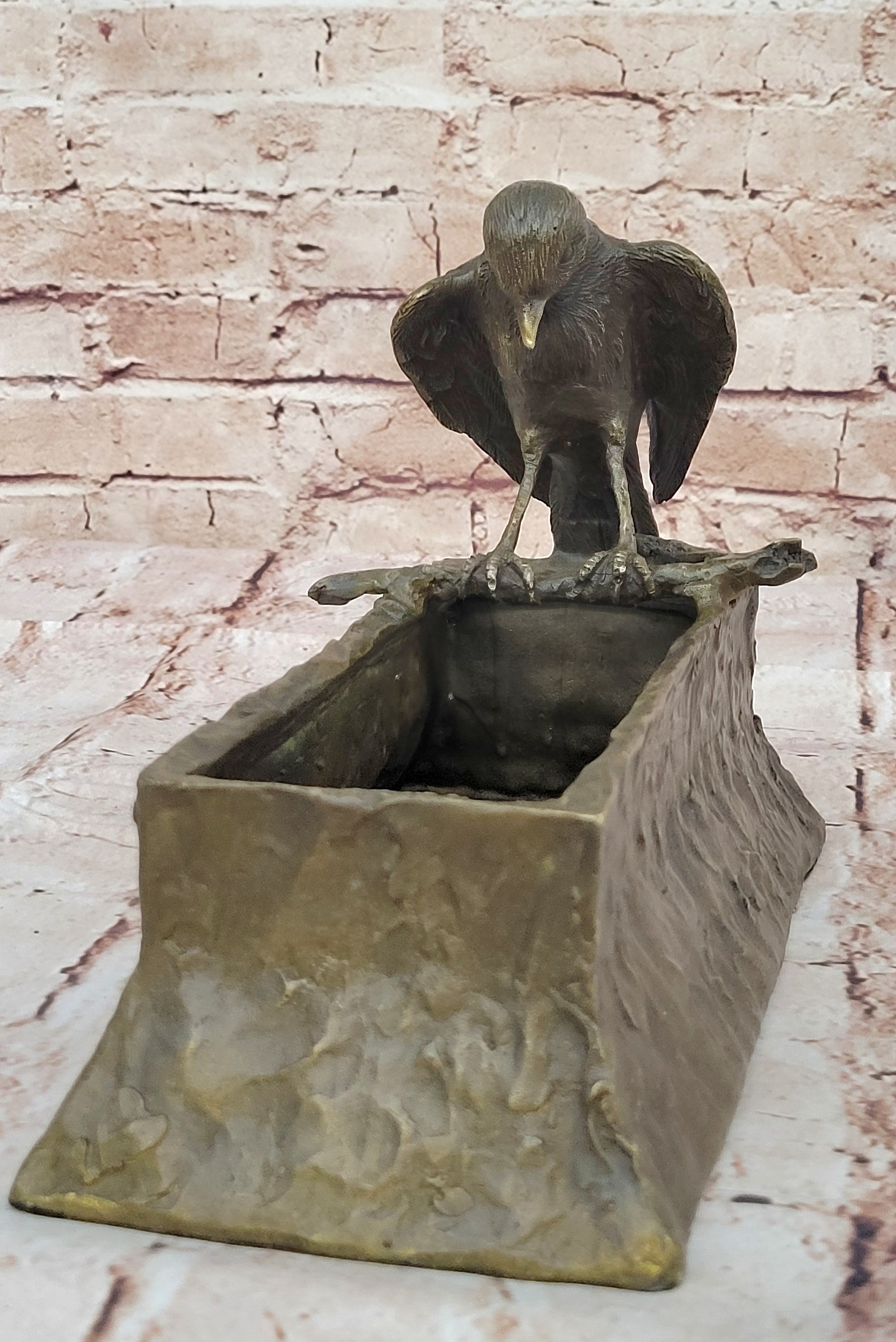 Handmade Art and Collectibles Handcrafted Love Bird Planter Bronze Statue Gift NR