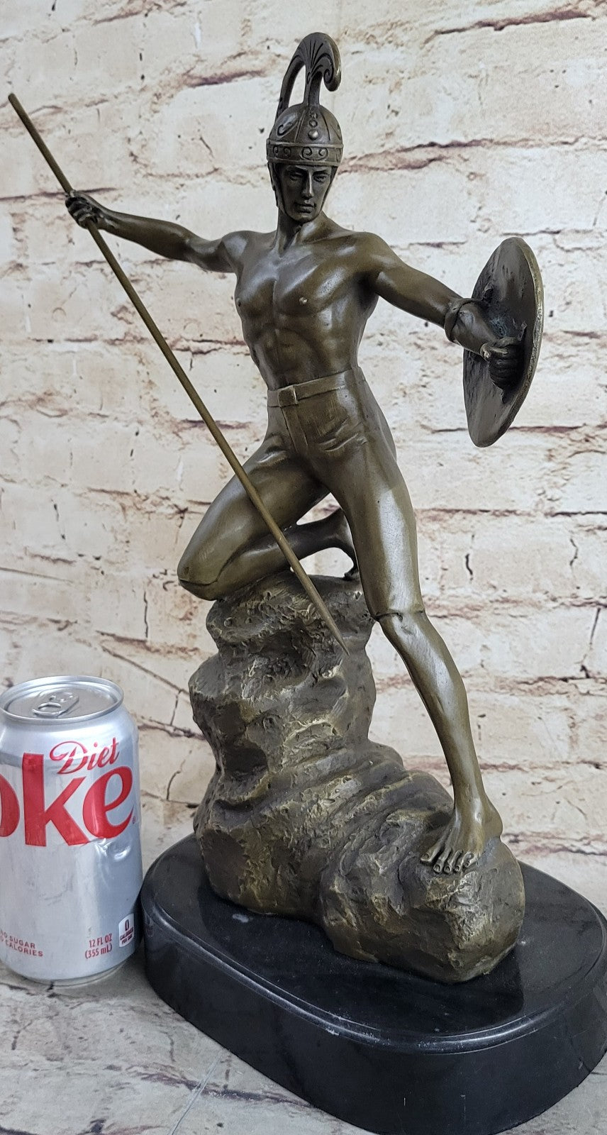 16" Western Art Bronze Statue Famous Roman warrior shield Statue Sculpture Sale